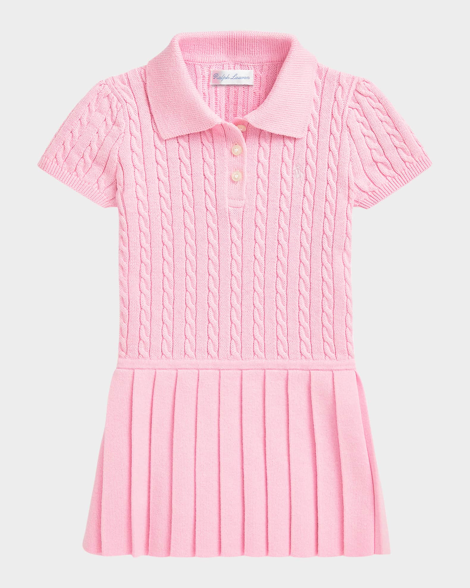 Girl's Cable Knit Polo Dress, Size 3M-24M 0