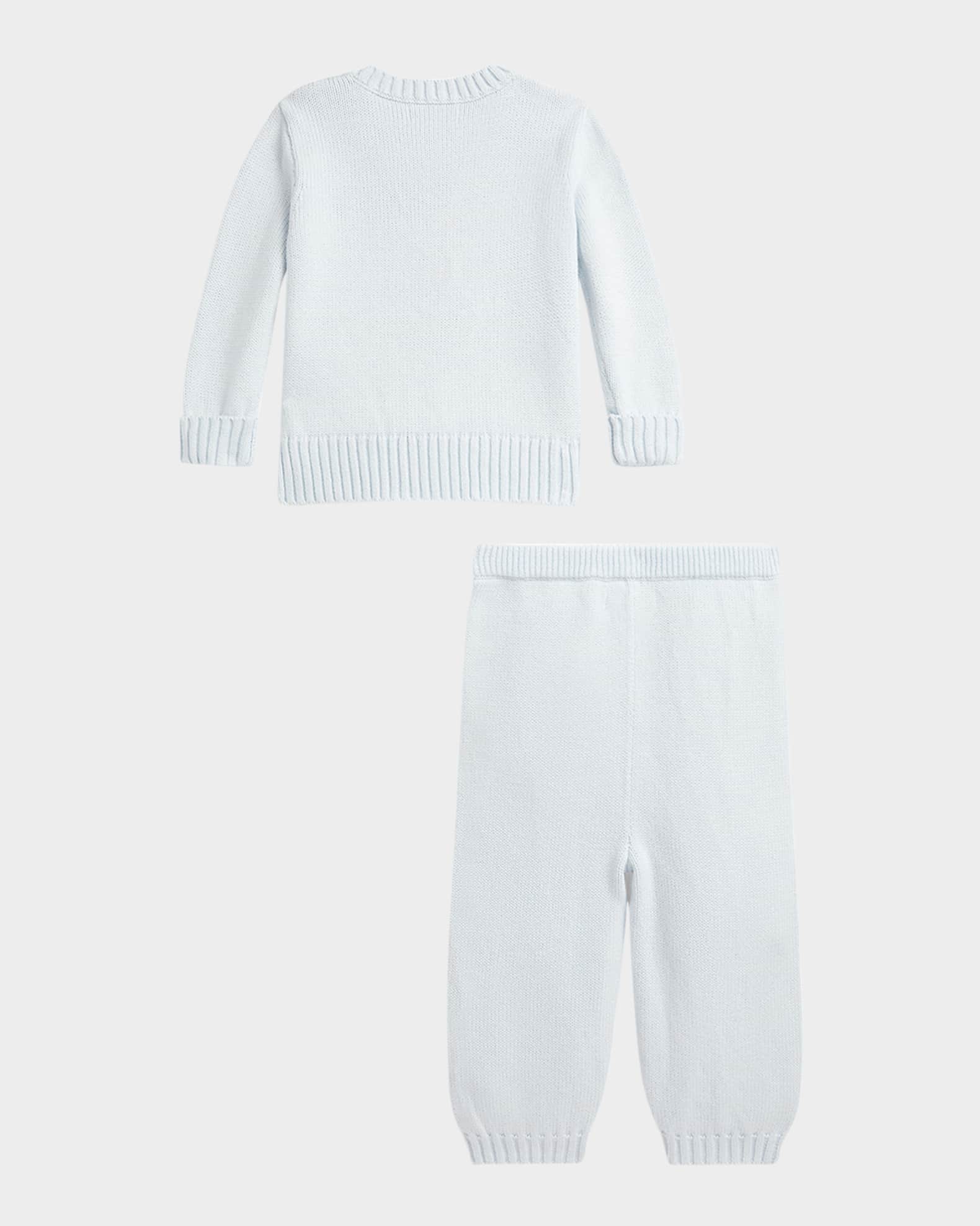 Boy's Flag Bear Intarsia Knit Sweater and Pants Set, Size 3M-24M 1