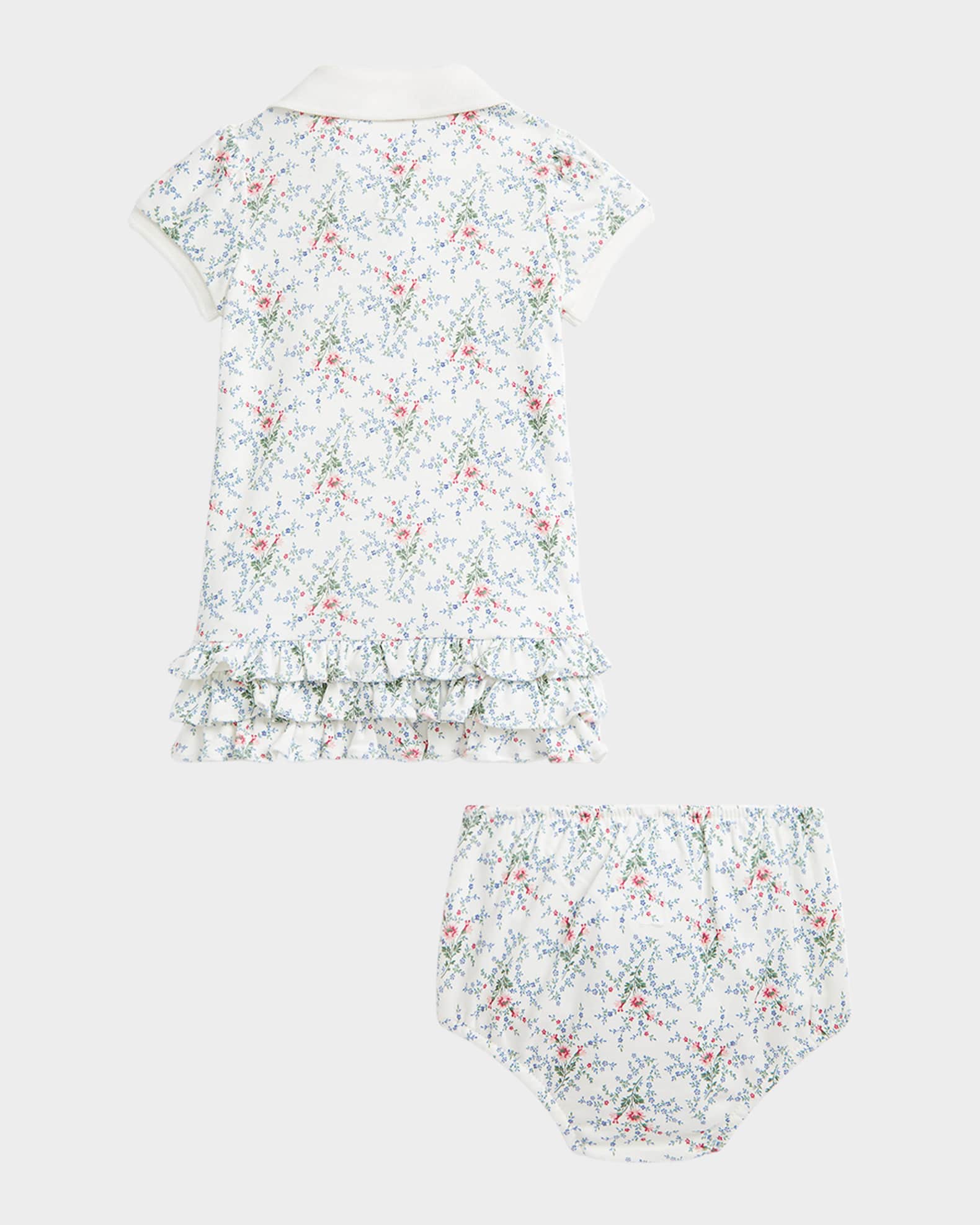 Girl's Floral-Print Ruffle-Trim Polo Dress, Size 3M-24M 1