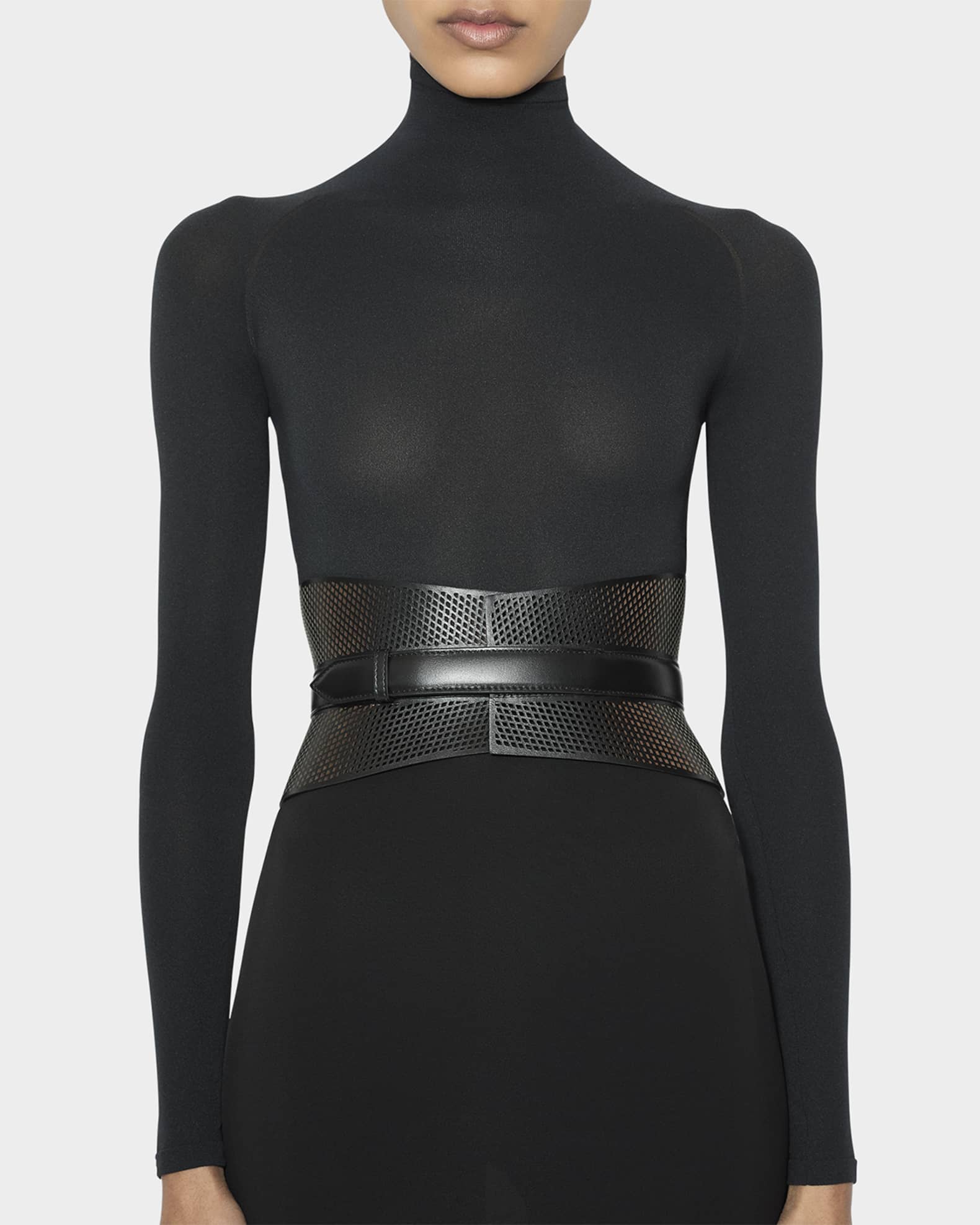 Curved Wide Bustier Leather Belt 1