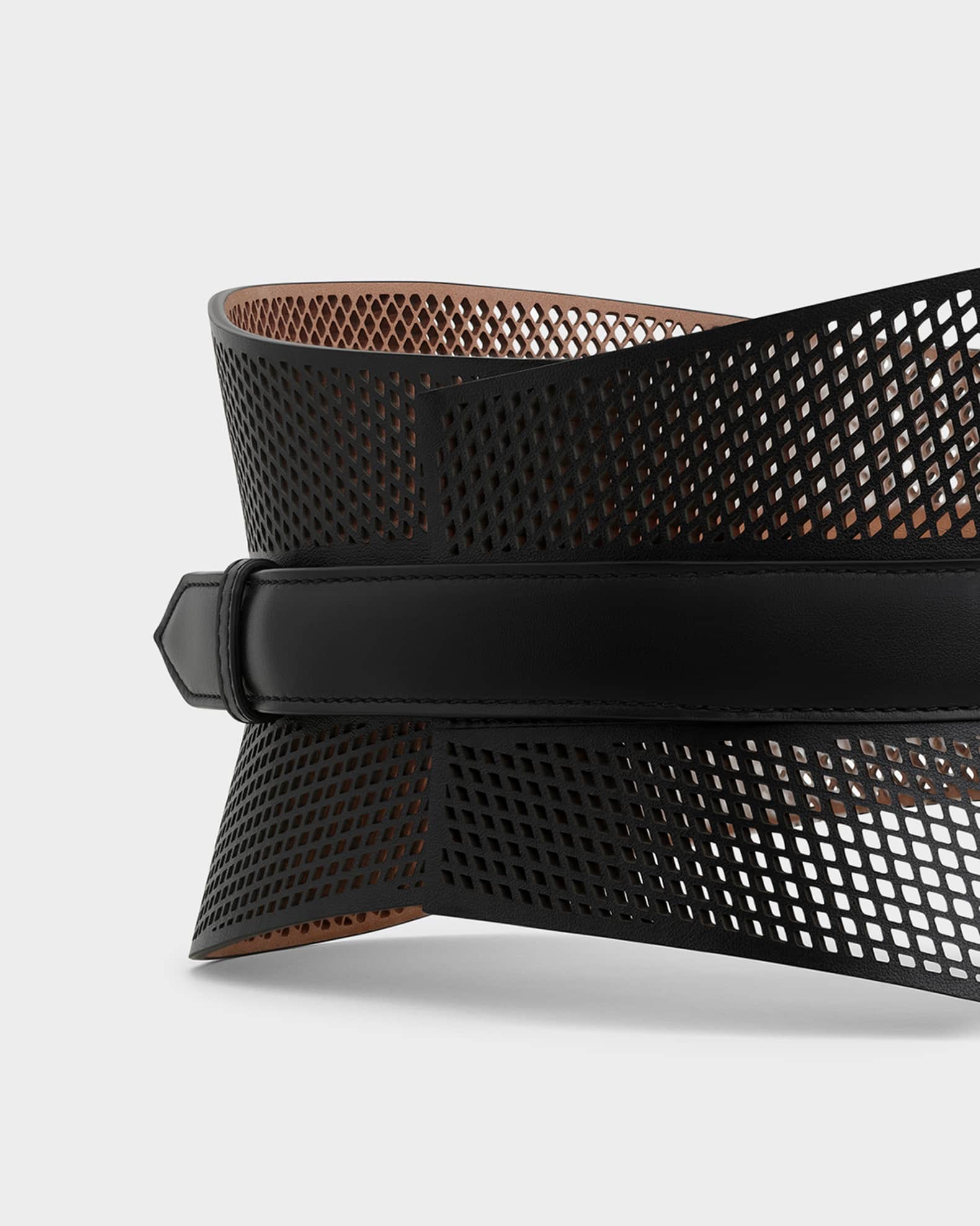 ALAIA Curved Wide Bustier Leather Belt | Neiman Marcus