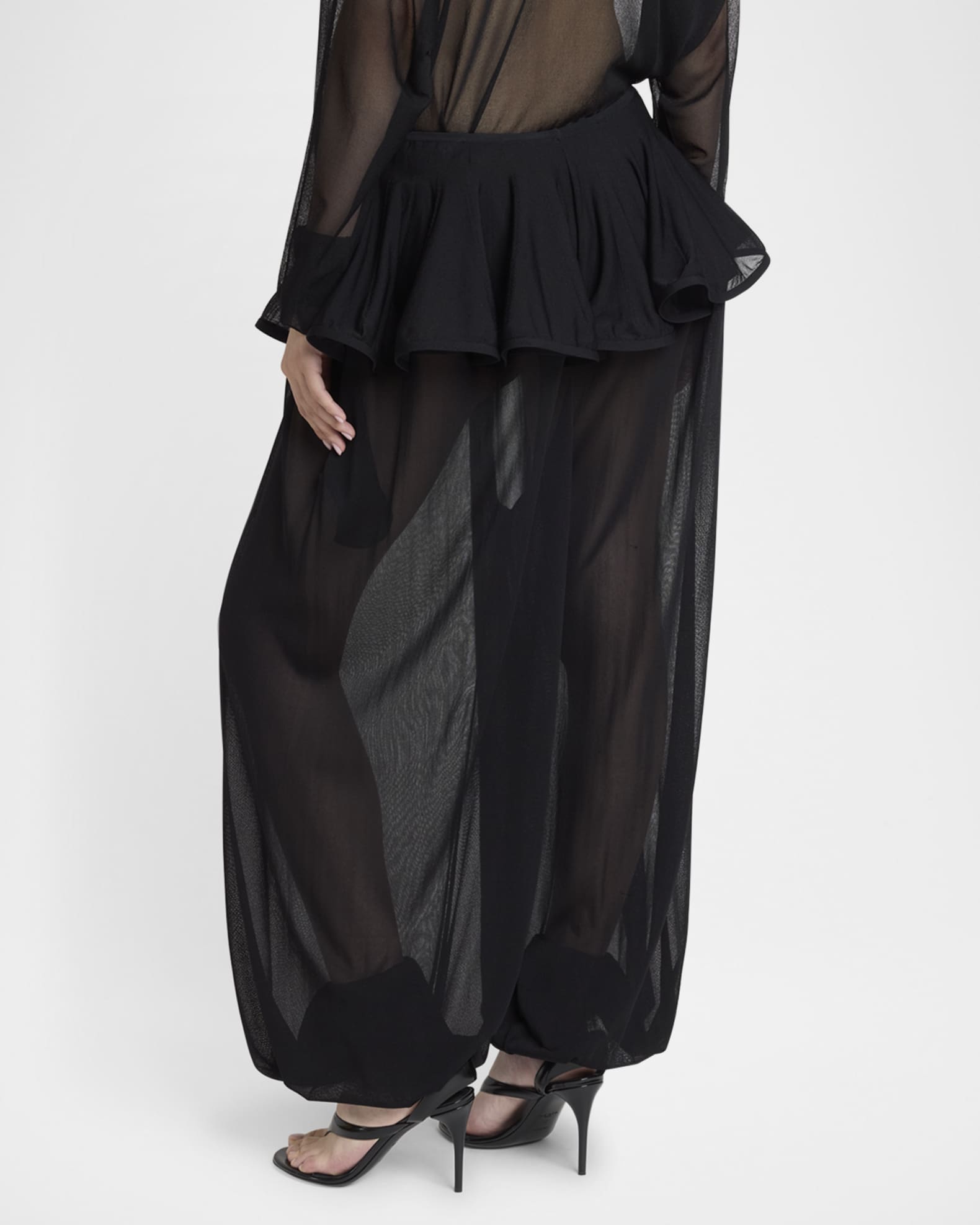 パンツ ALAIA PEPLUM TROUSERS IN POPLIN ALAIA Sheer Peplum Pants | Neiman Marcus