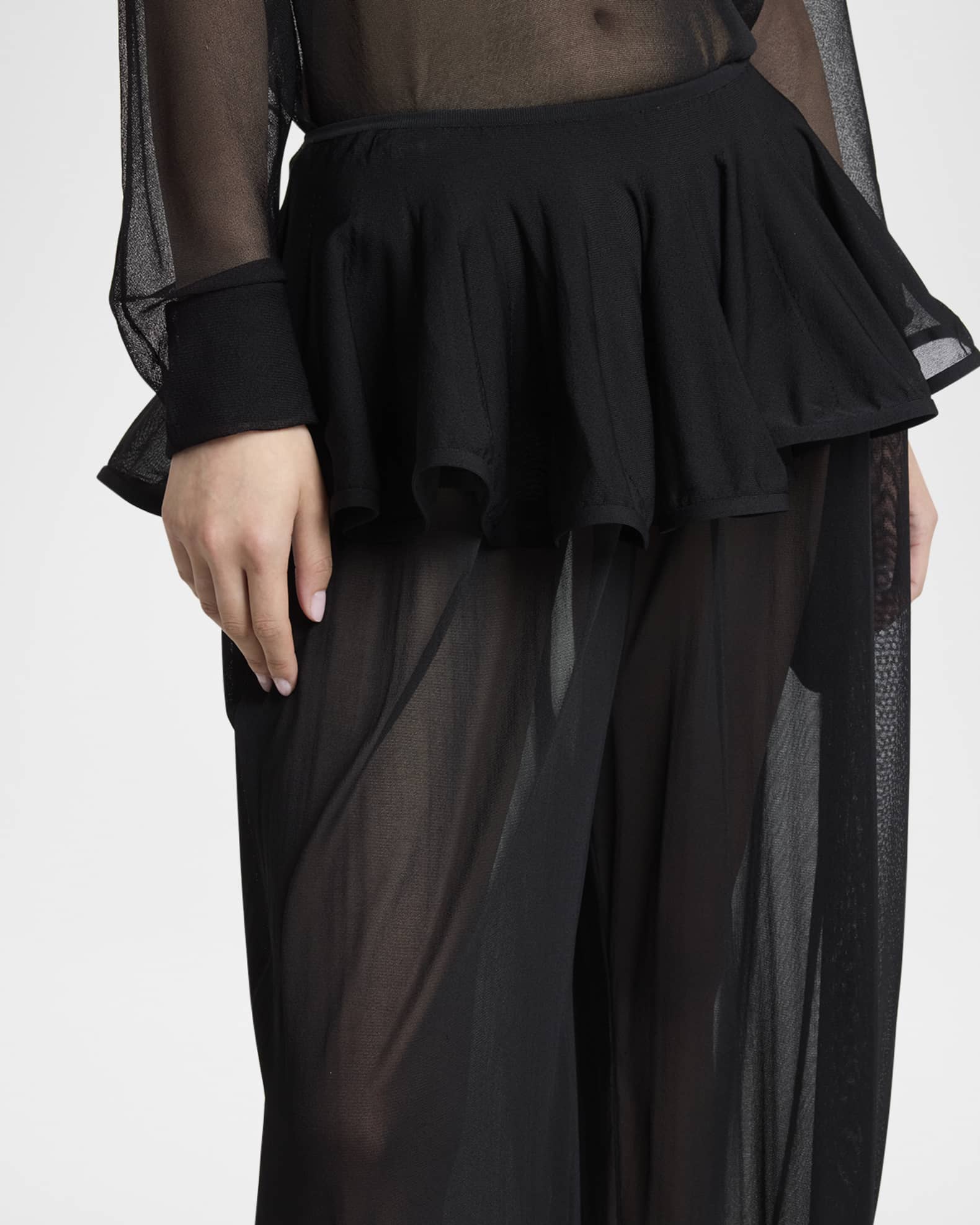 ALAIA Sheer Peplum Pants | Neiman Marcus