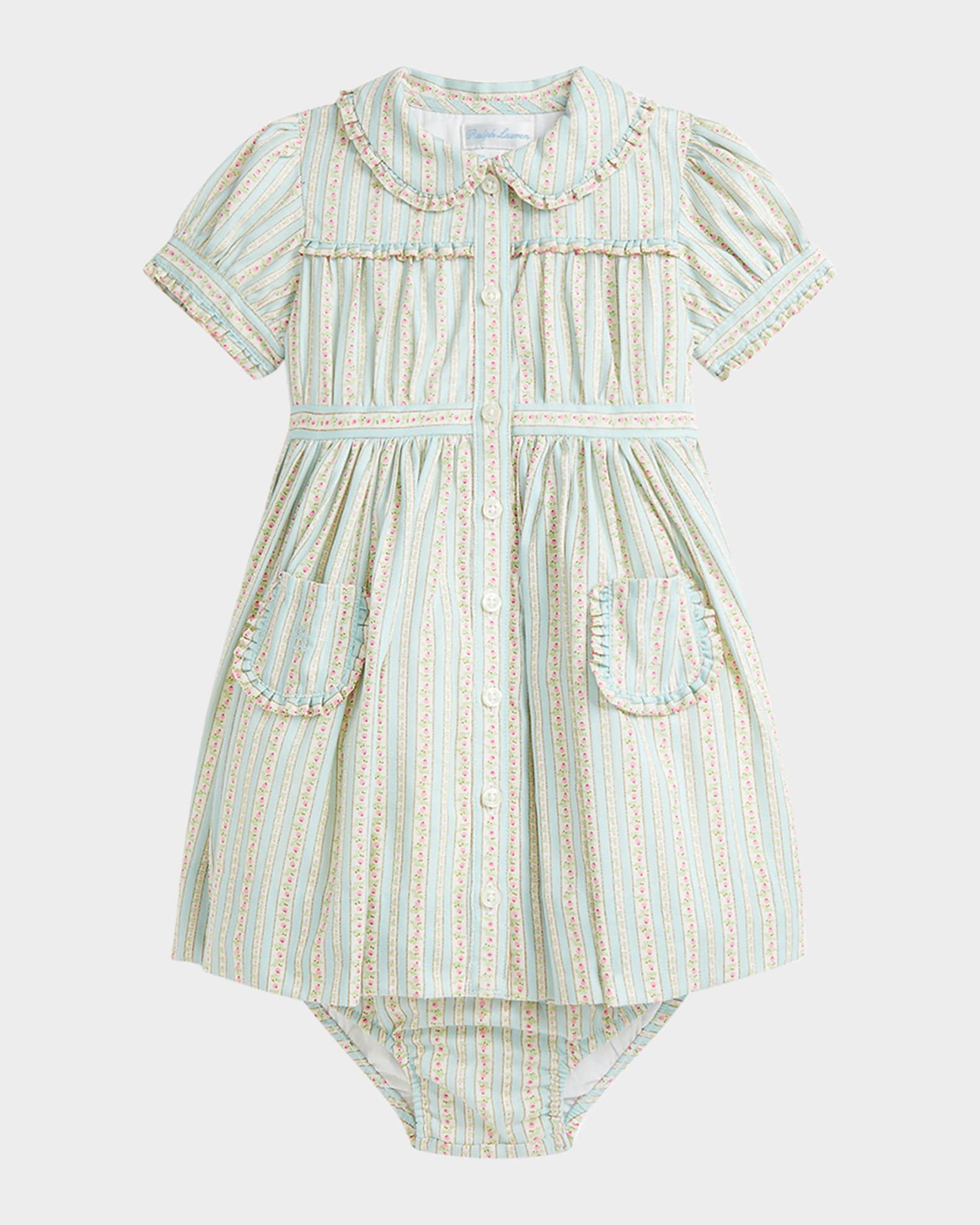 Girl's Floral-Print Dress W/ Bloomers, Size 9M-24M 0