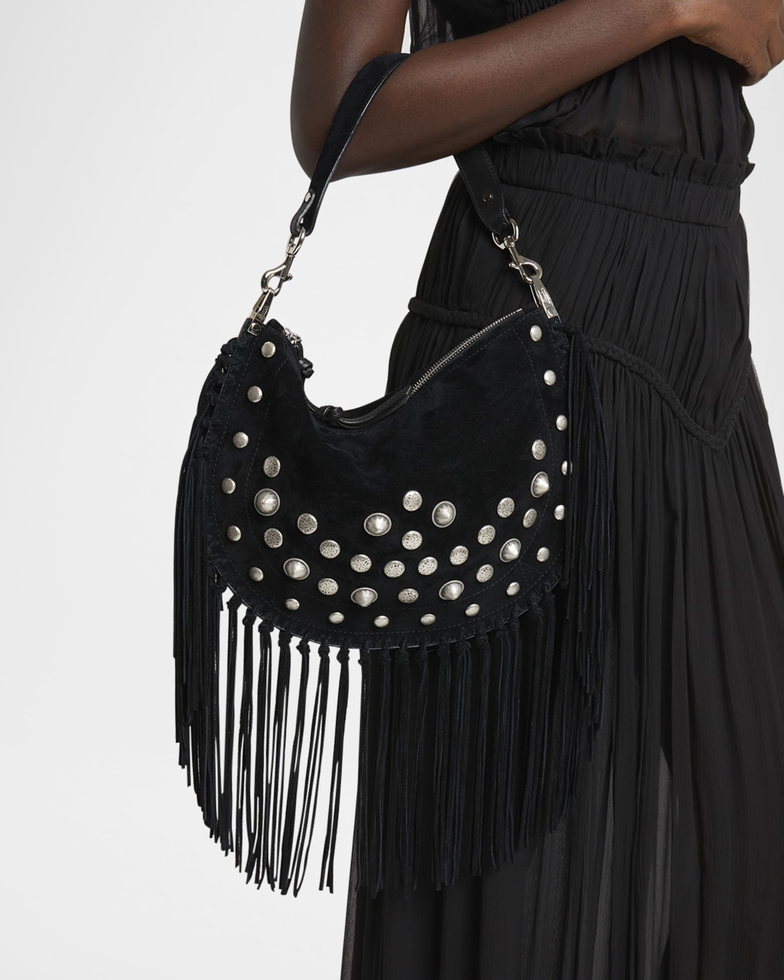 Oskan Kanao Studded Fringe Suede Shoulder Bag 1