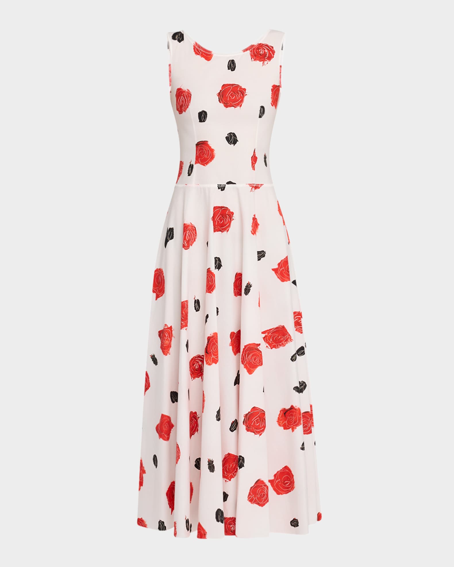 Rose-Print Bustier Ankle Dress 0