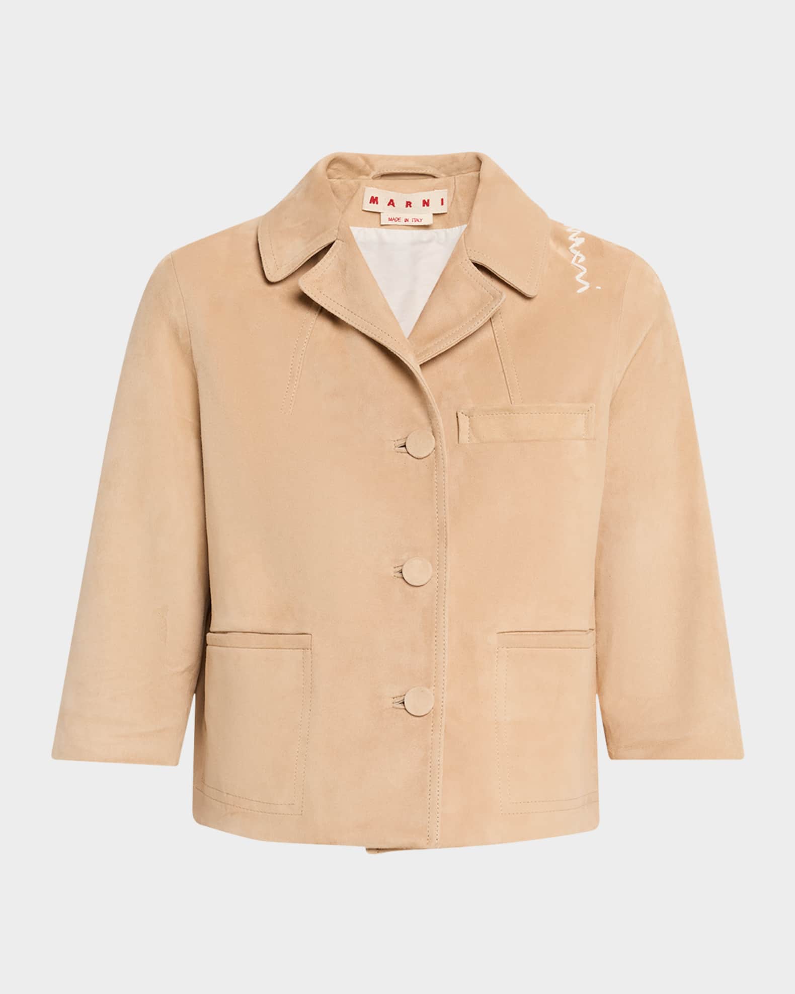 Logo-Embroidered Suede Jacket 0