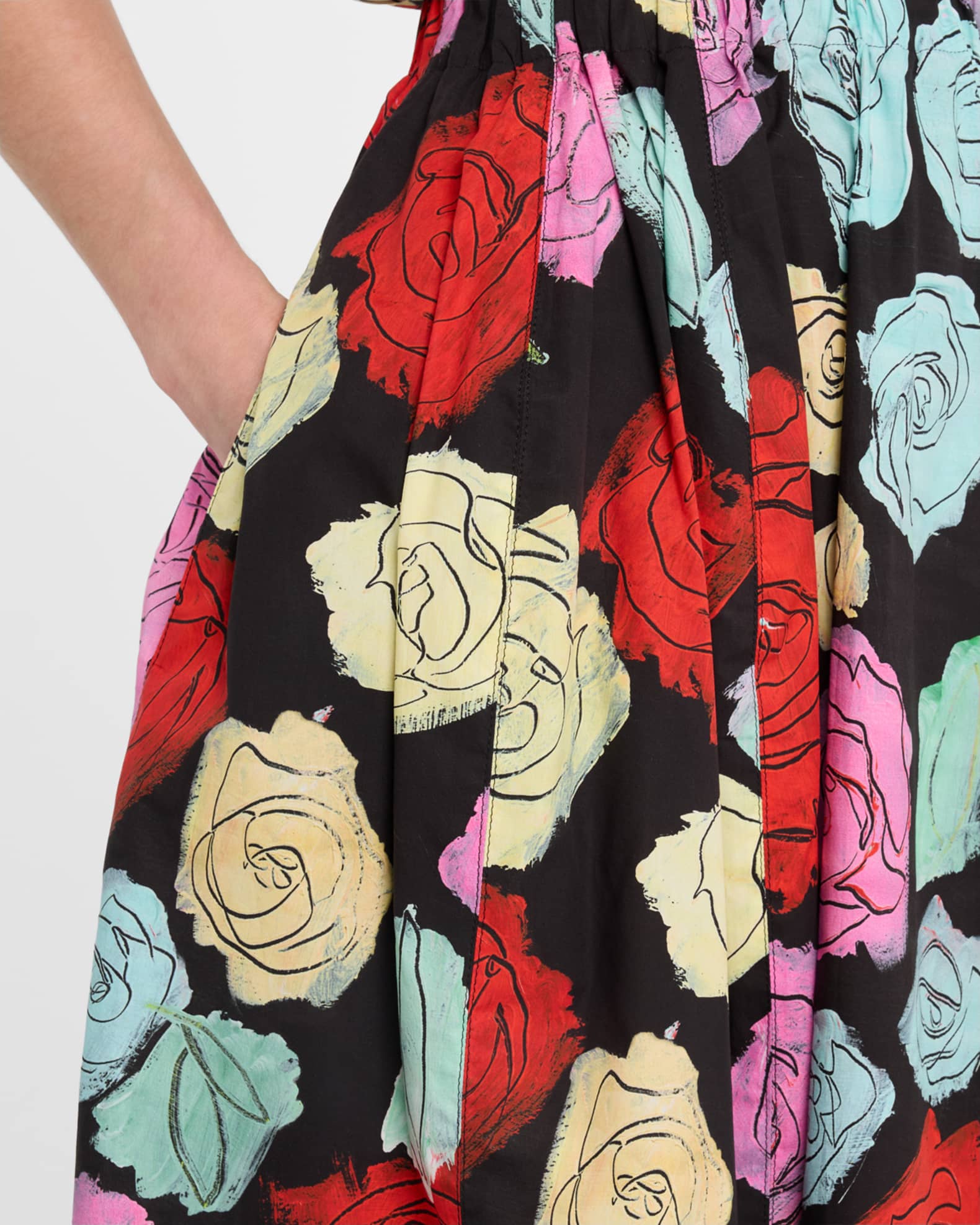 【MARNI】 Printed midi skirt Marni - White and Black Flowers Midi Skirt | Mitchell Stores