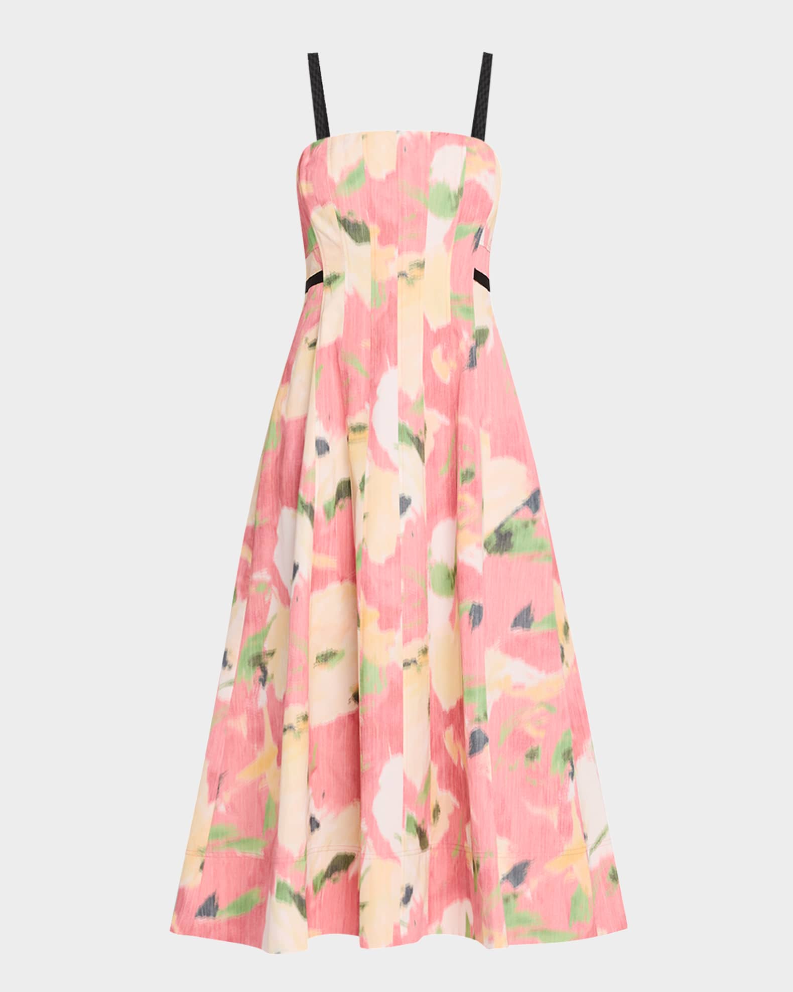 Tavia Abstract Floral A-Line Midi Dress 0