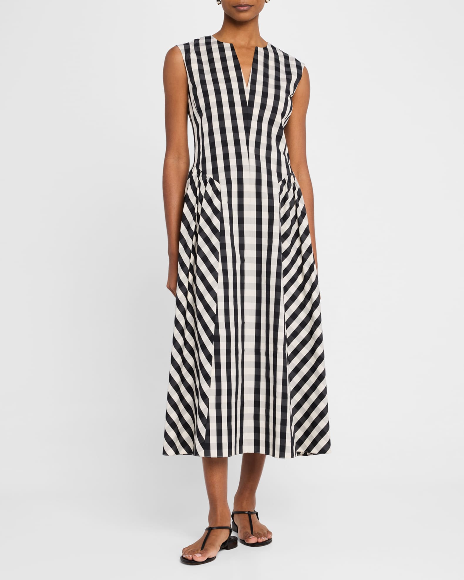 Candace Check Sleeveless Midi Dress 1