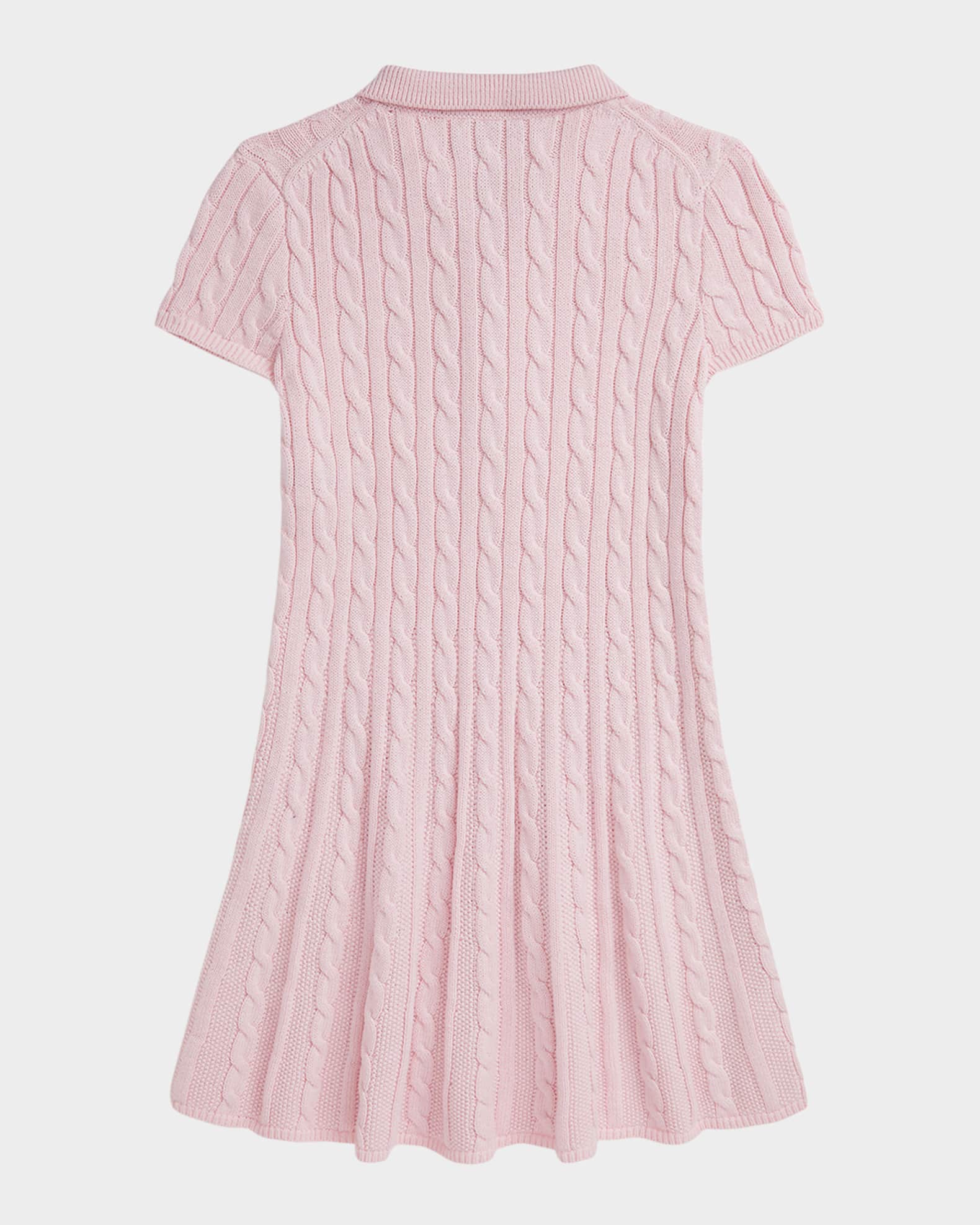 Polo Ralph Lauren Girls Short-Sleeve Cotton Cable Knit Polo Dress Hint Of Pink / L