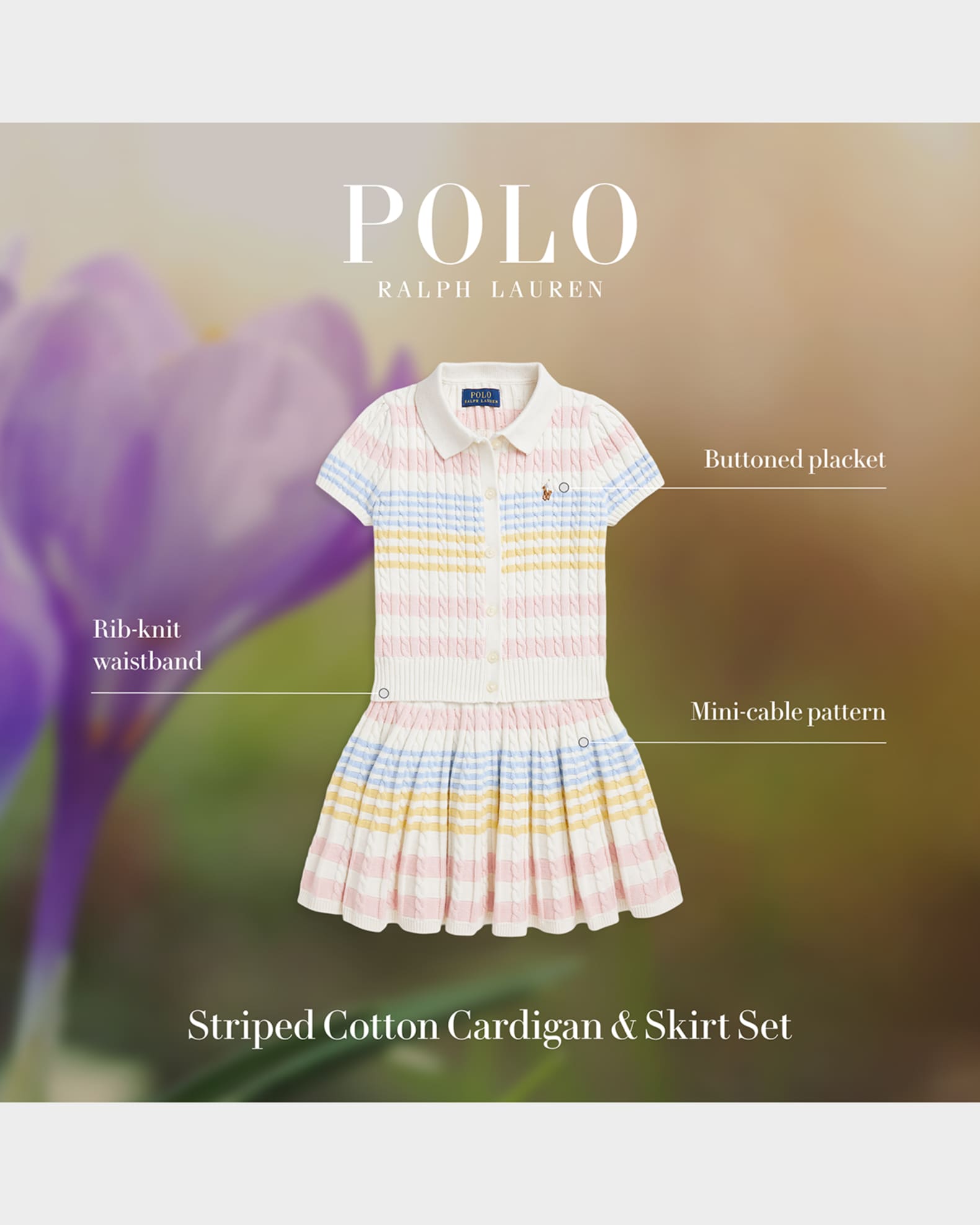 Girl's Stripe Cable-Knit Polo Set | Neiman Marcus