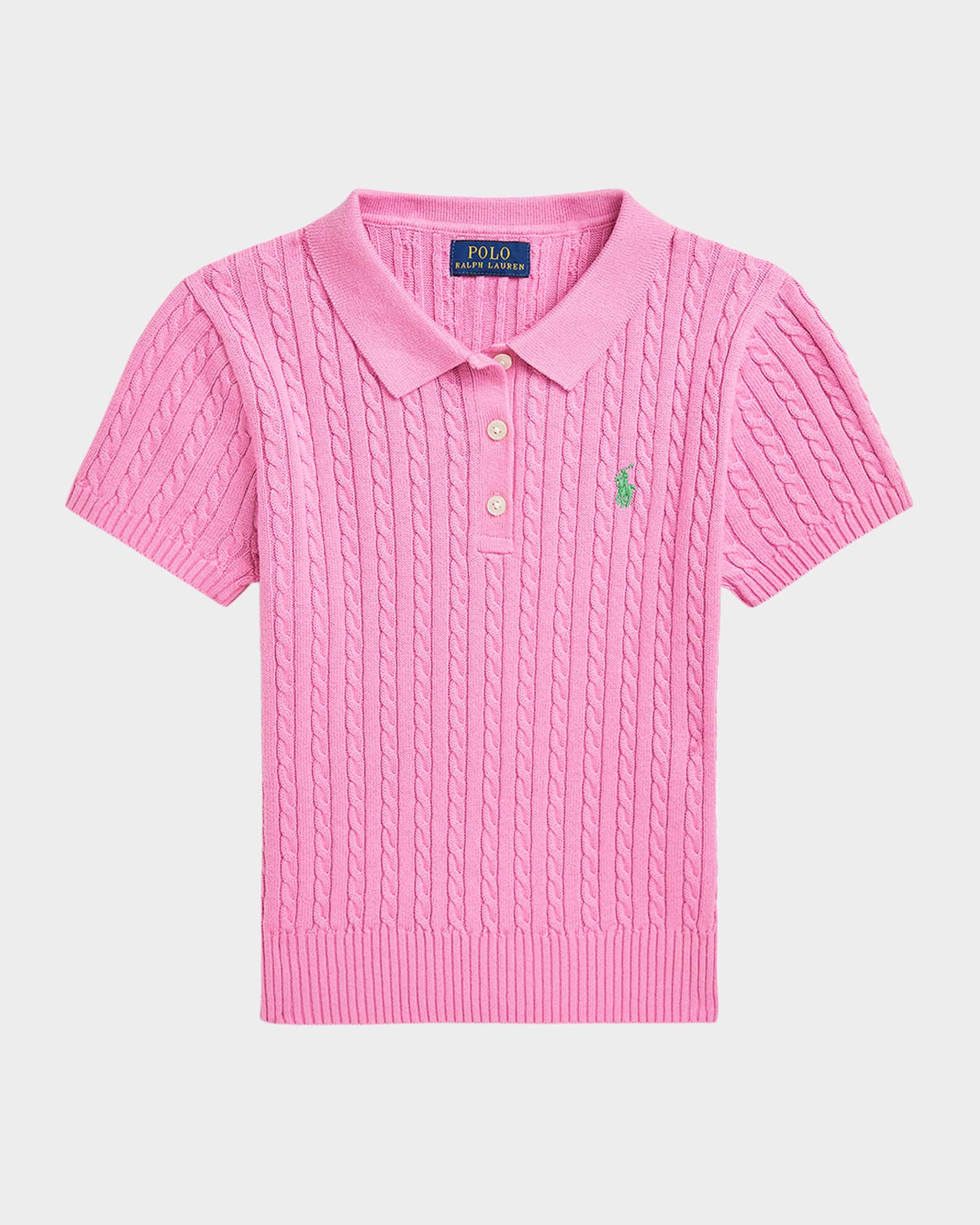 Girl's Mini Cable Knit Polo Shirt 0