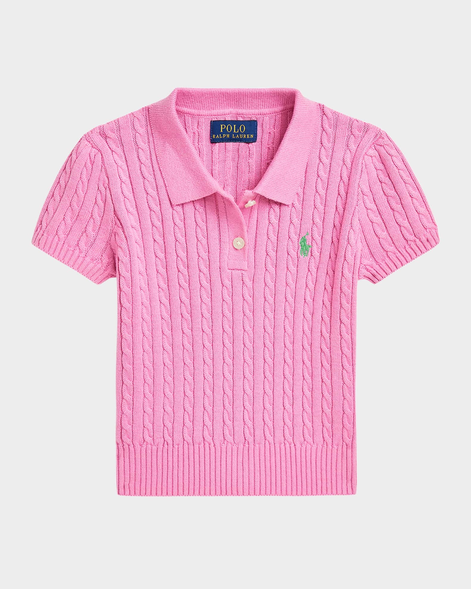 Girl's Mini Cable Knit Polo Shirt 0