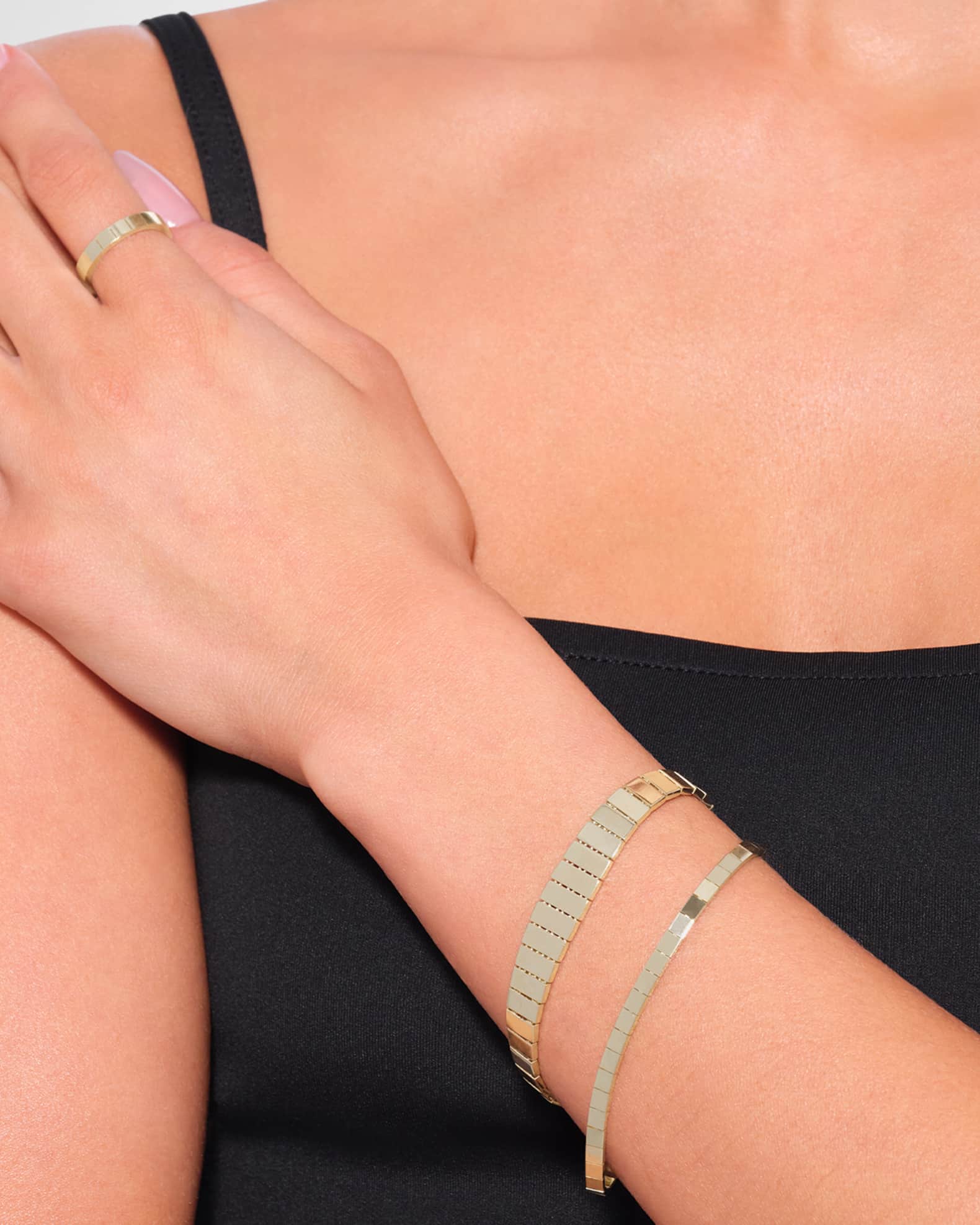 Graduating Flash Tile Chain Bracelet in 14K Yellow Gold 1
