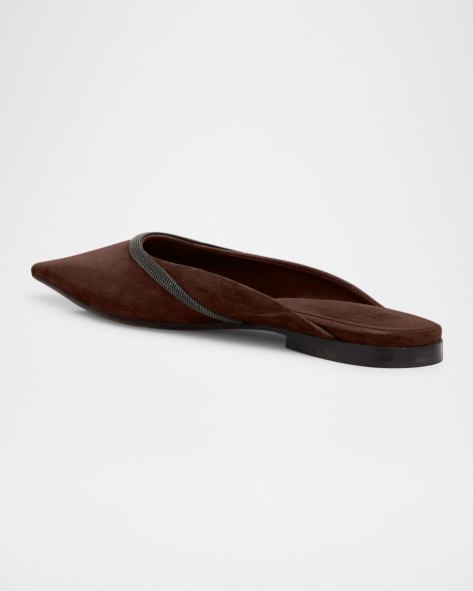 Brunello Cucinelli Suede Monili Ballerina Mules | Neiman Marcus