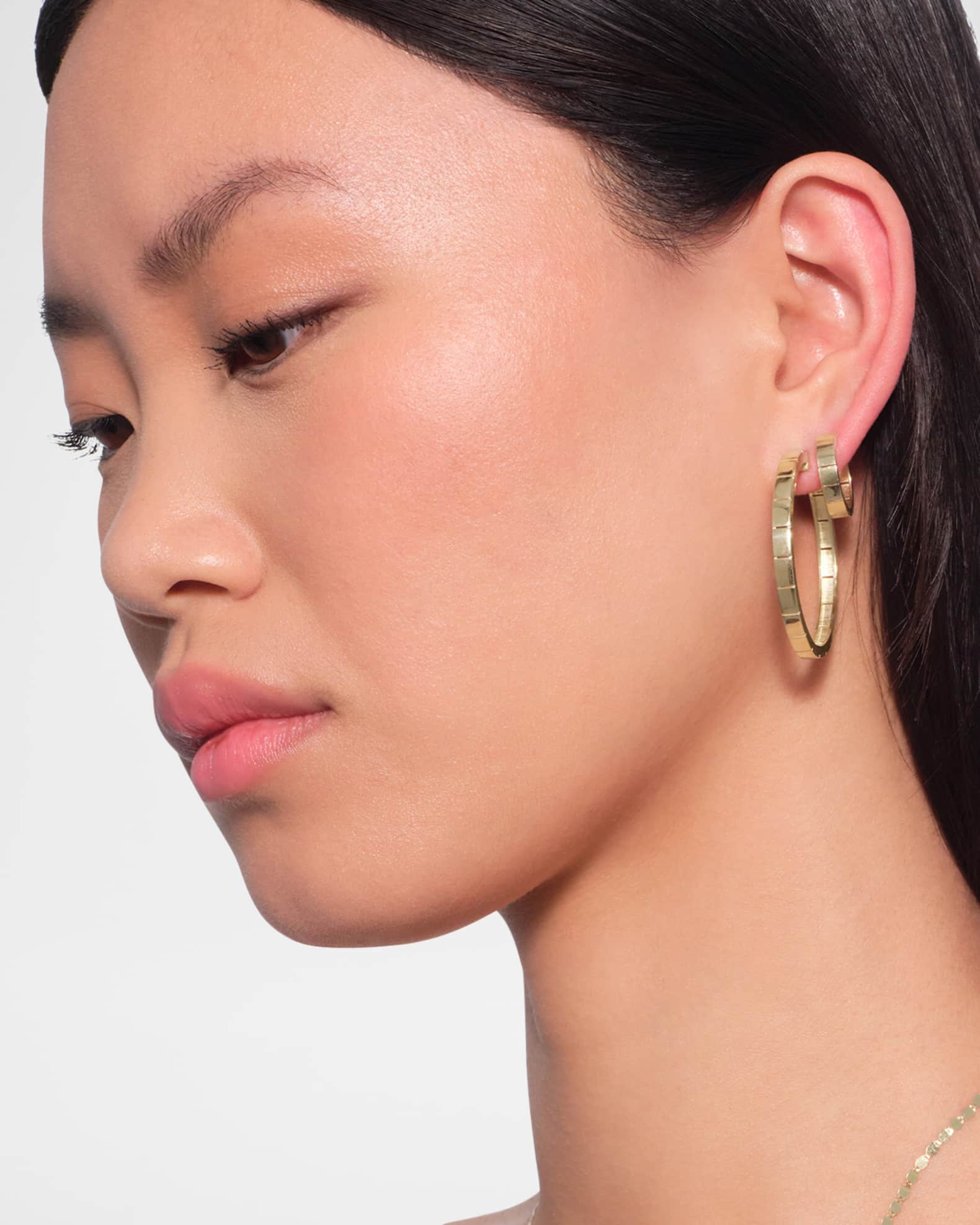 40mm Thin Flash Tile Hoop Earrings in 14K Yellow Gold 1