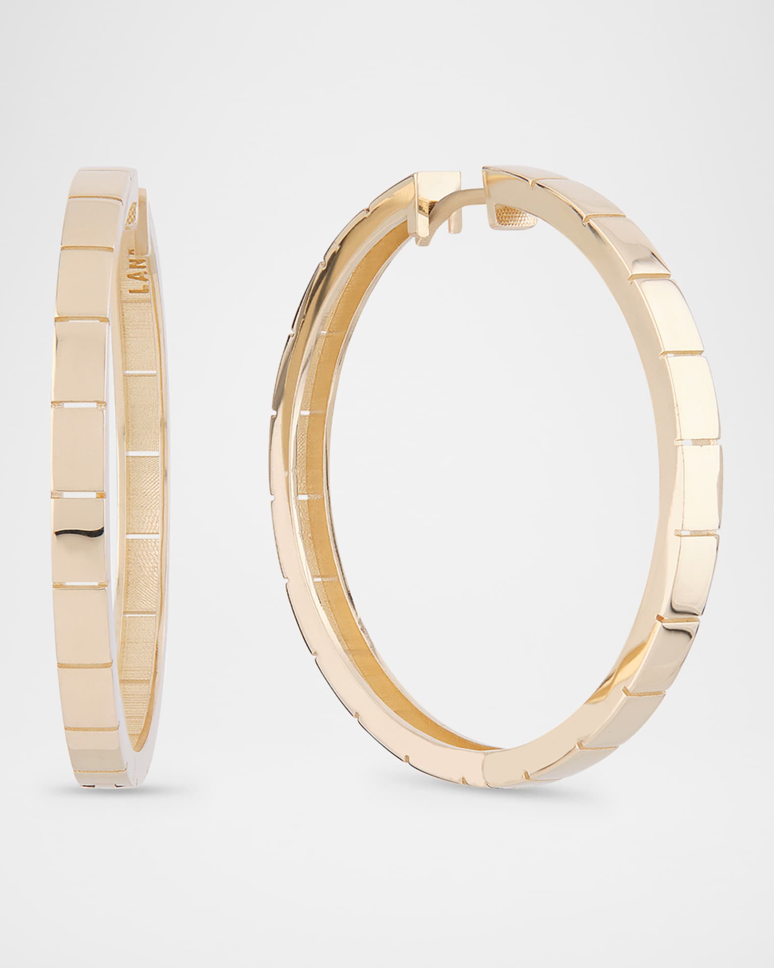40mm Thin Flash Tile Hoop Earrings in 14K Yellow Gold 0