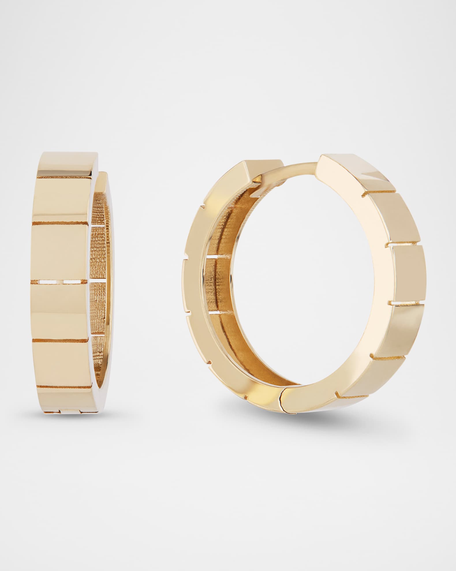 16mm Thin Flash Tile Hoop Earrings in 14K Yellow Gold  0