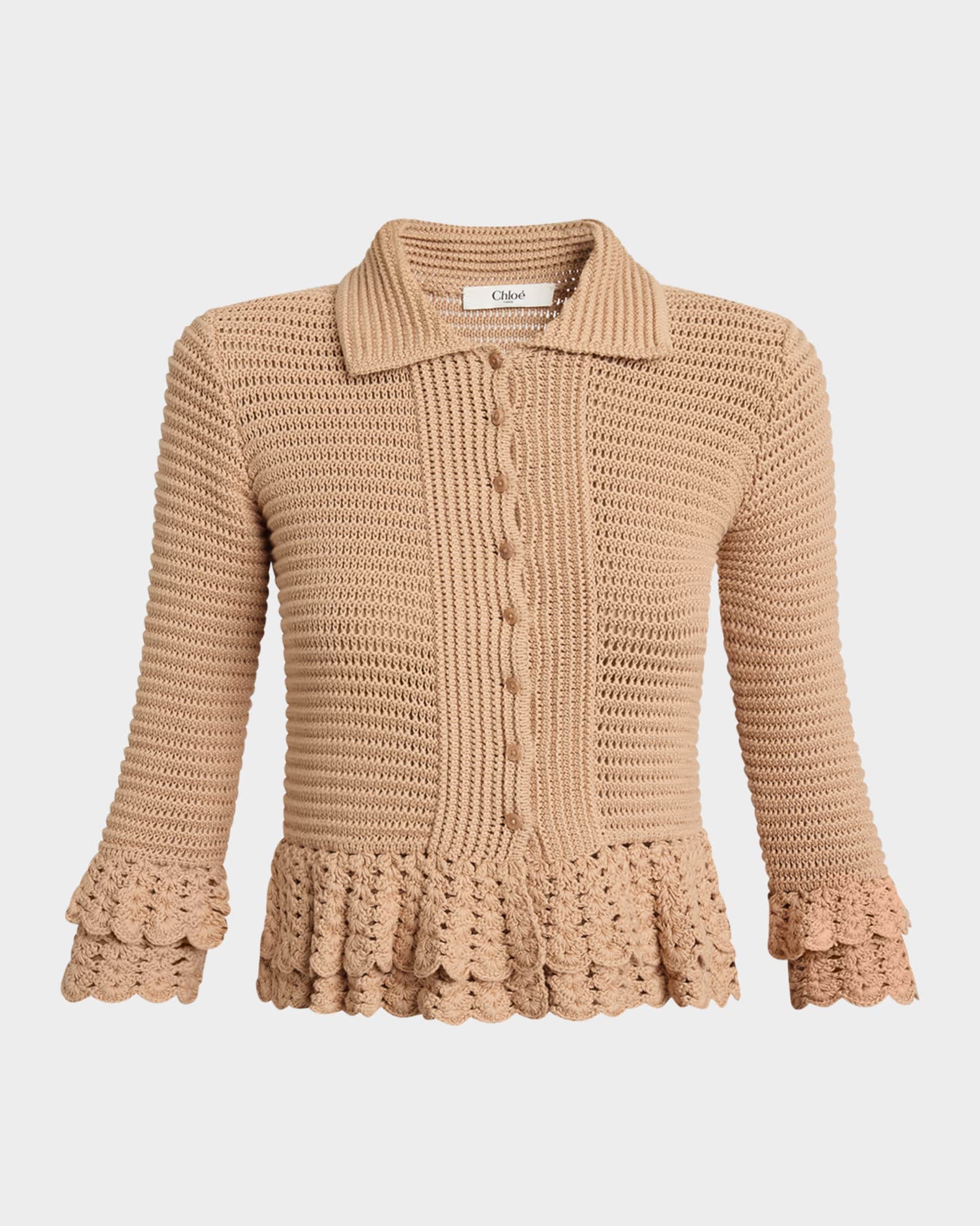 Scalloped Ruffle Collared Cardigan 0