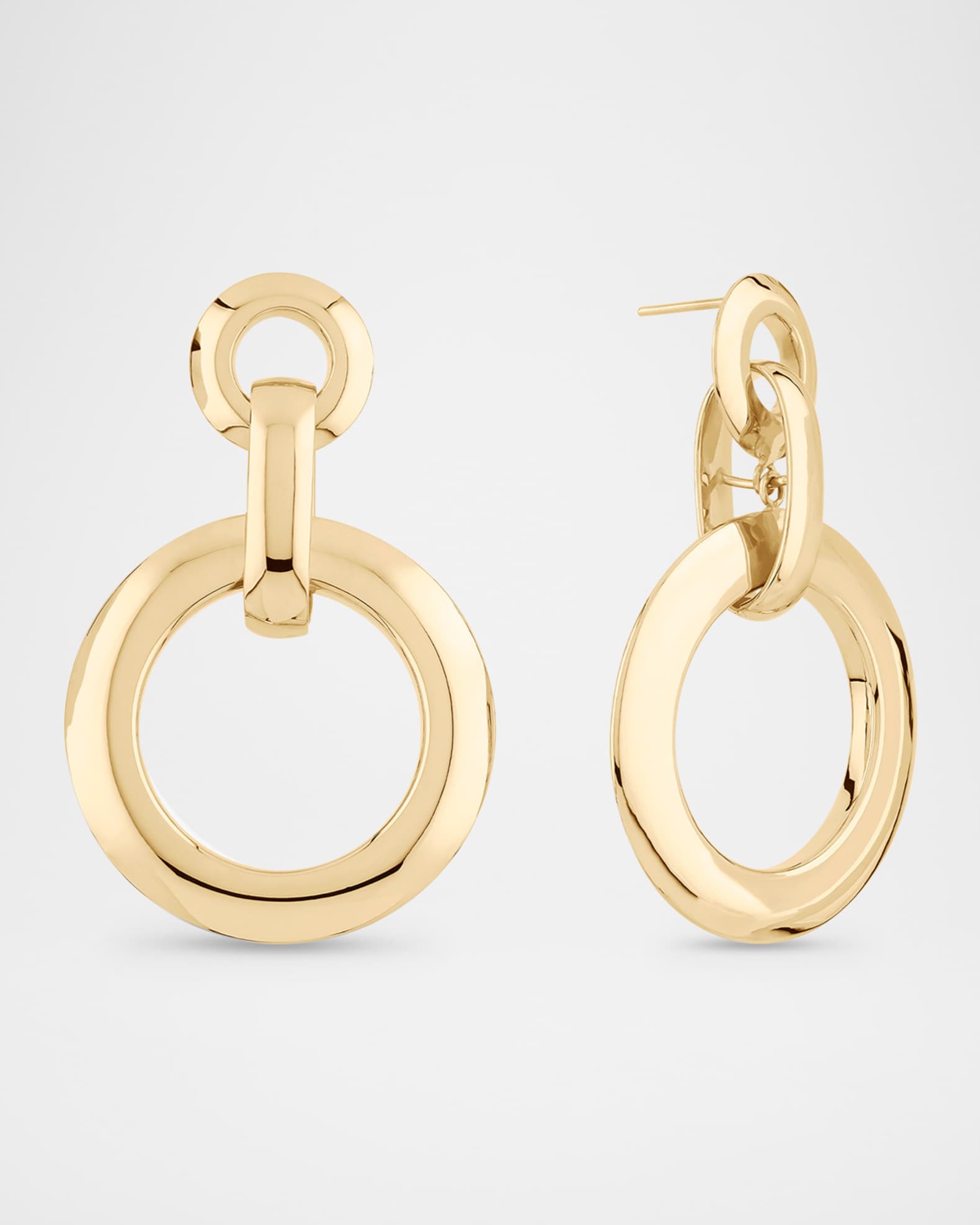 14K Yellow Gold Large Moveable Loop Hoop Earrings 0