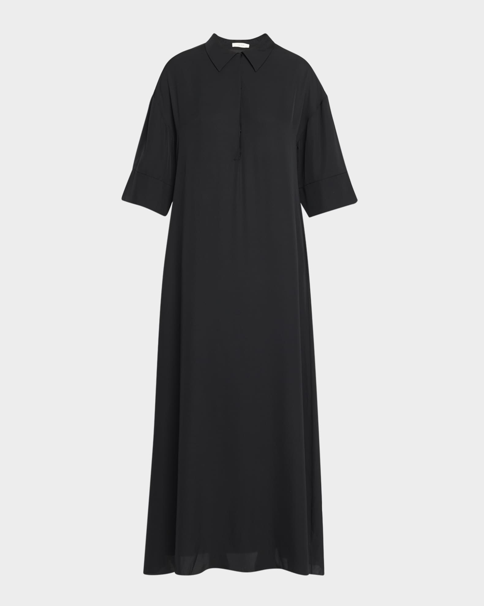 fitted lace wedding dress Harper Tie Front Maxi Shirt Dress Black Weathercloth main image 0
