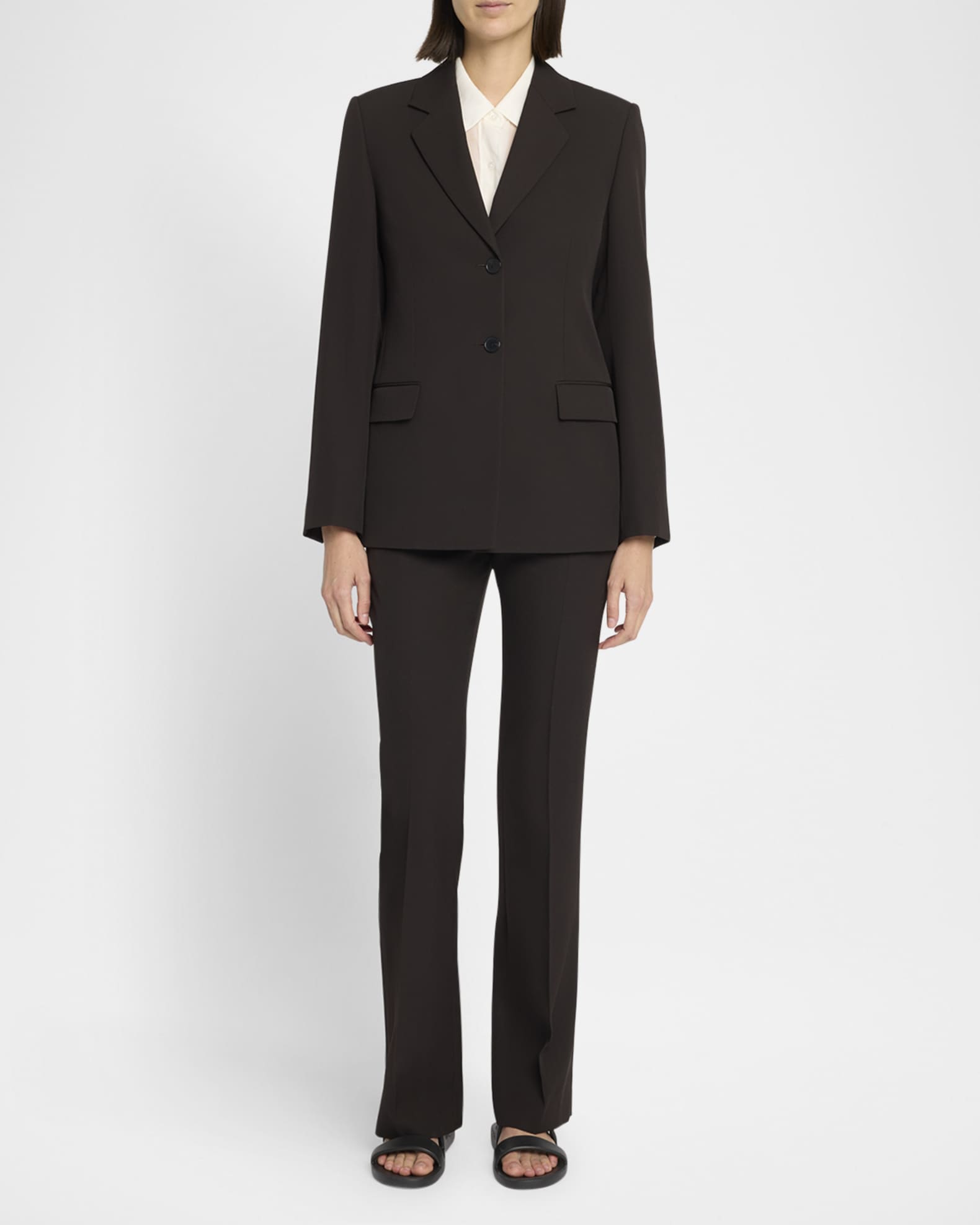 Ali Straight-Leg Wool-Silk Pants 1