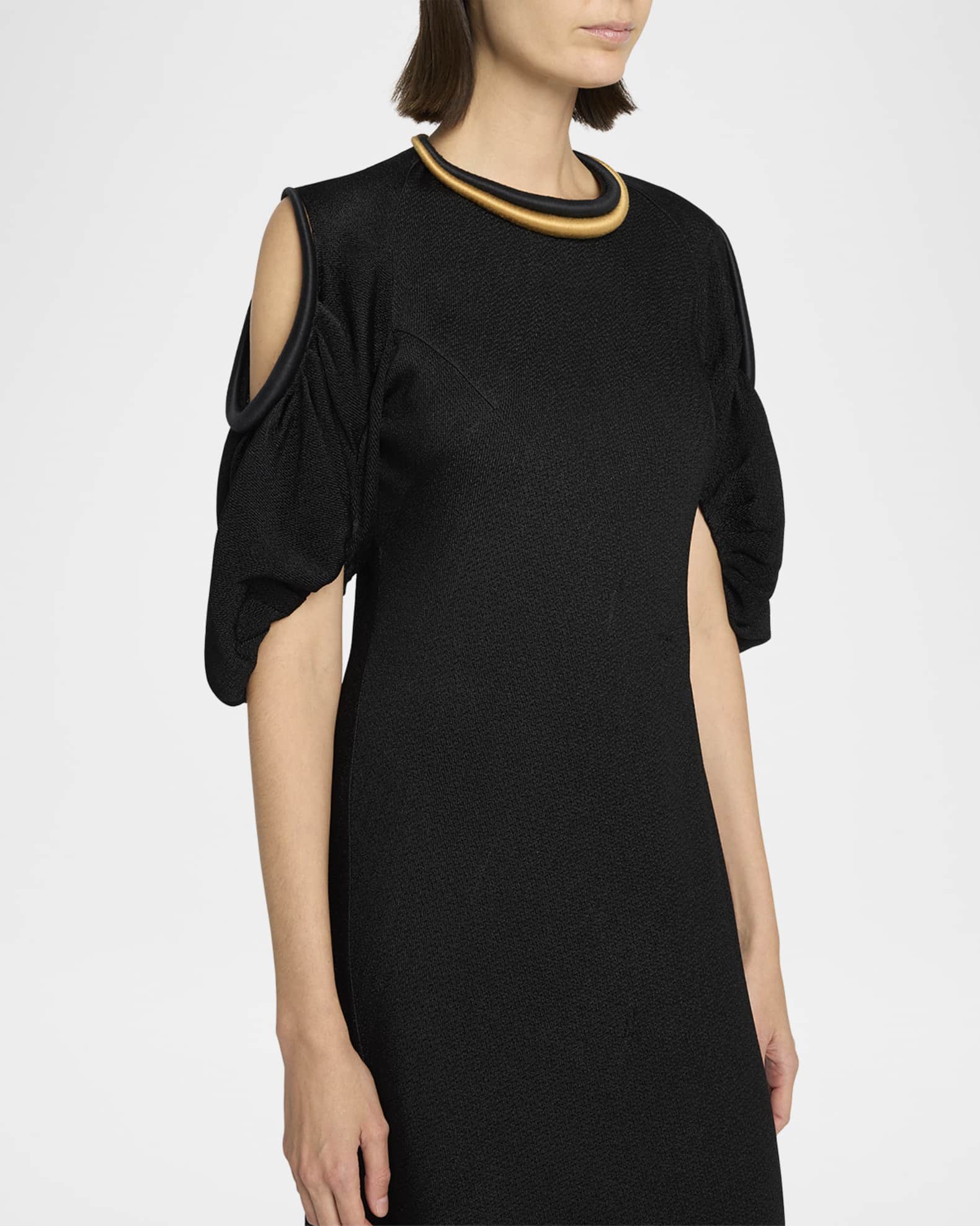 chinese dress ladies Black Cold Shoulder Overlay Maxi Dress