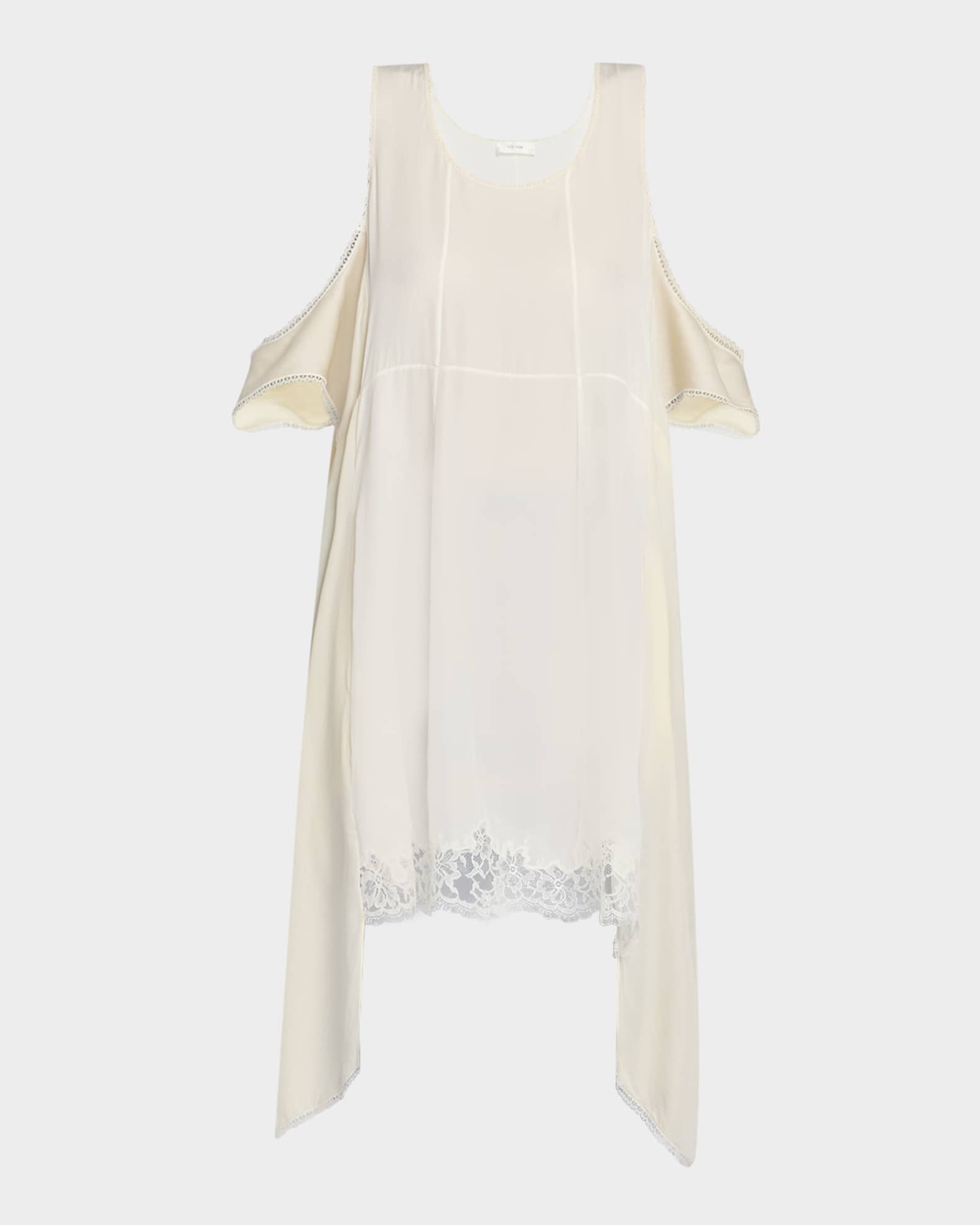 THE ROW Ingram Lace Cold-Shoulder Shift Mini Dress | Neiman Marcus