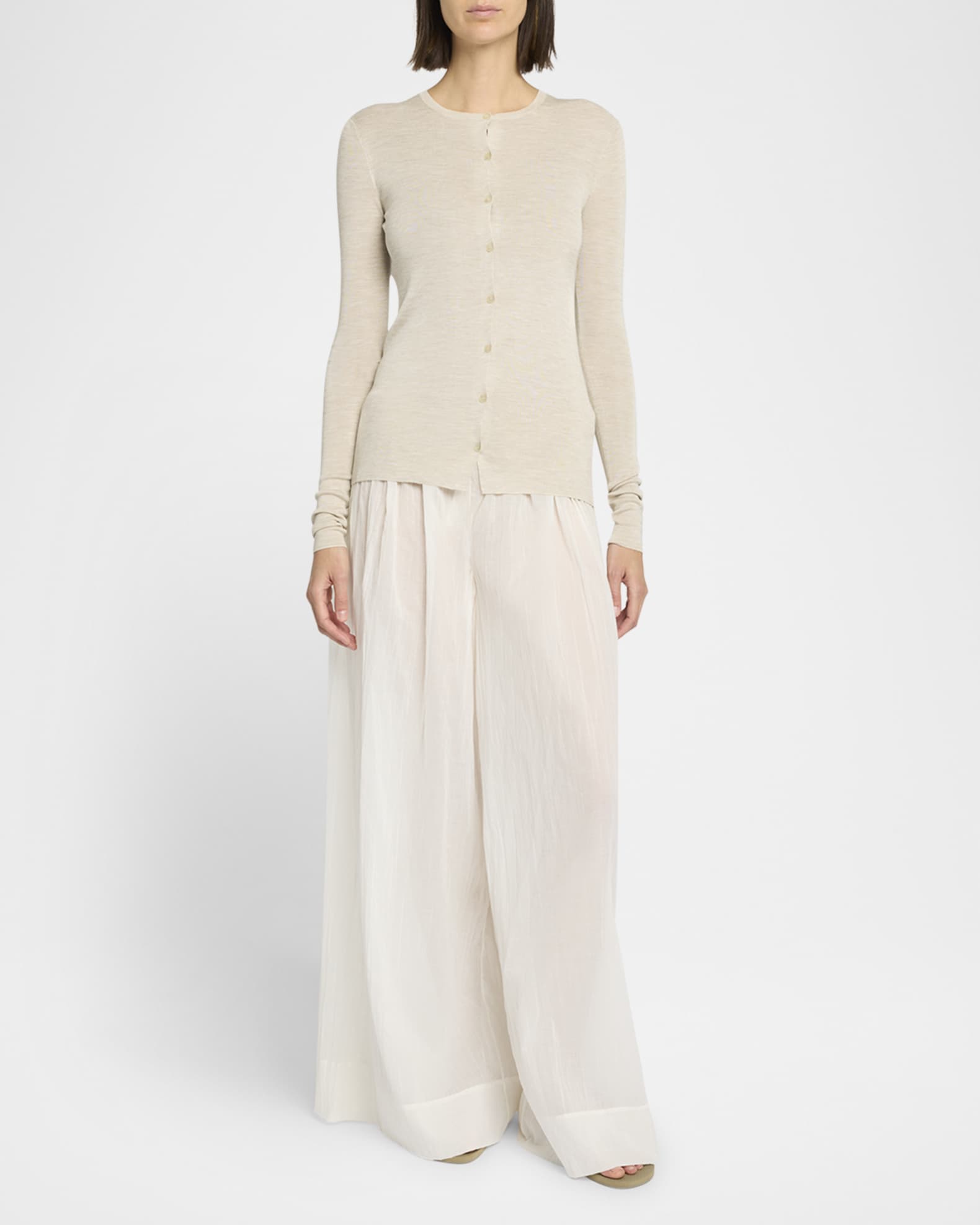 Hypnosta Pleated Cotton Wide-Leg Drawstring Pants 1