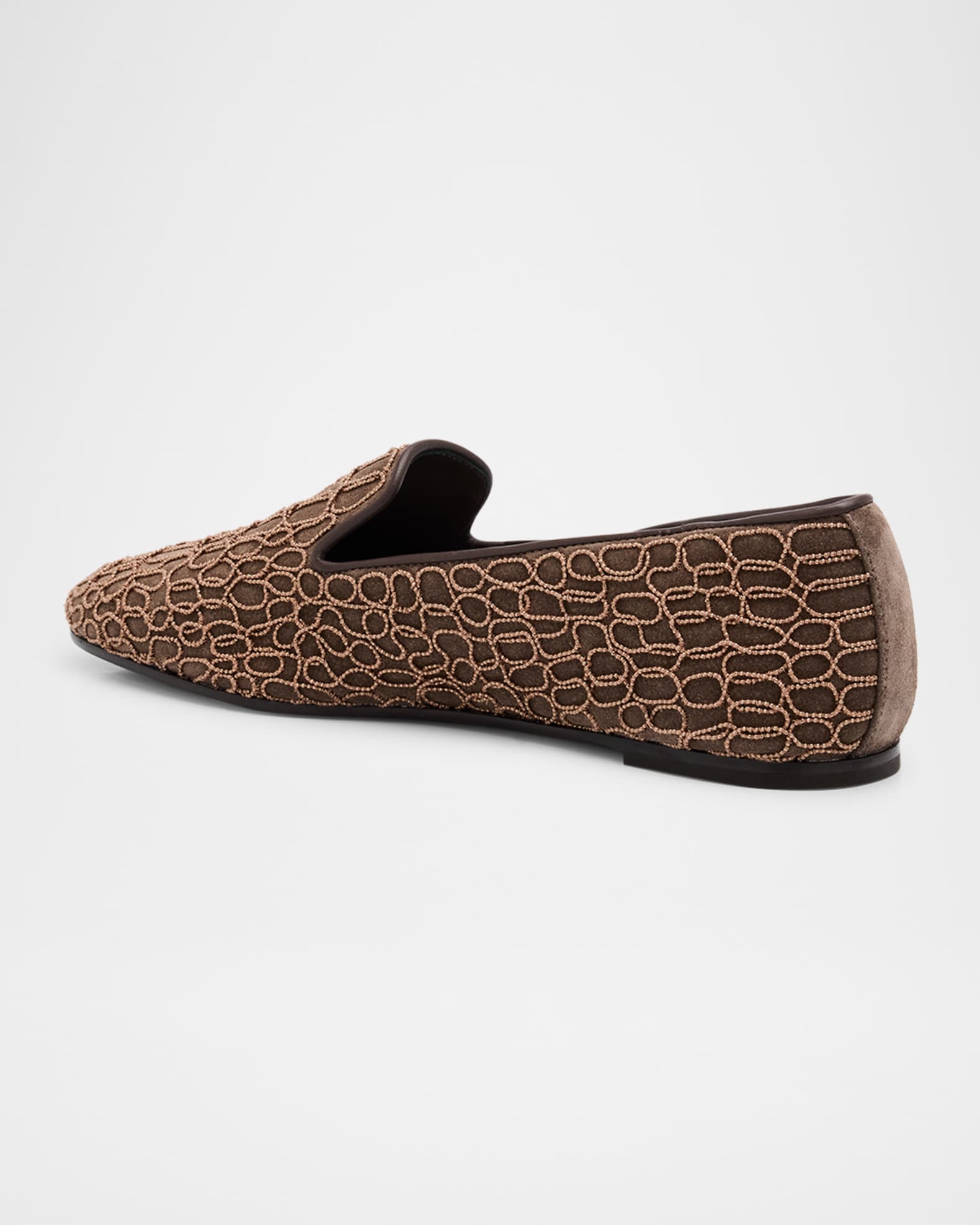 Suede Monili Net Slip-On Loafers 1