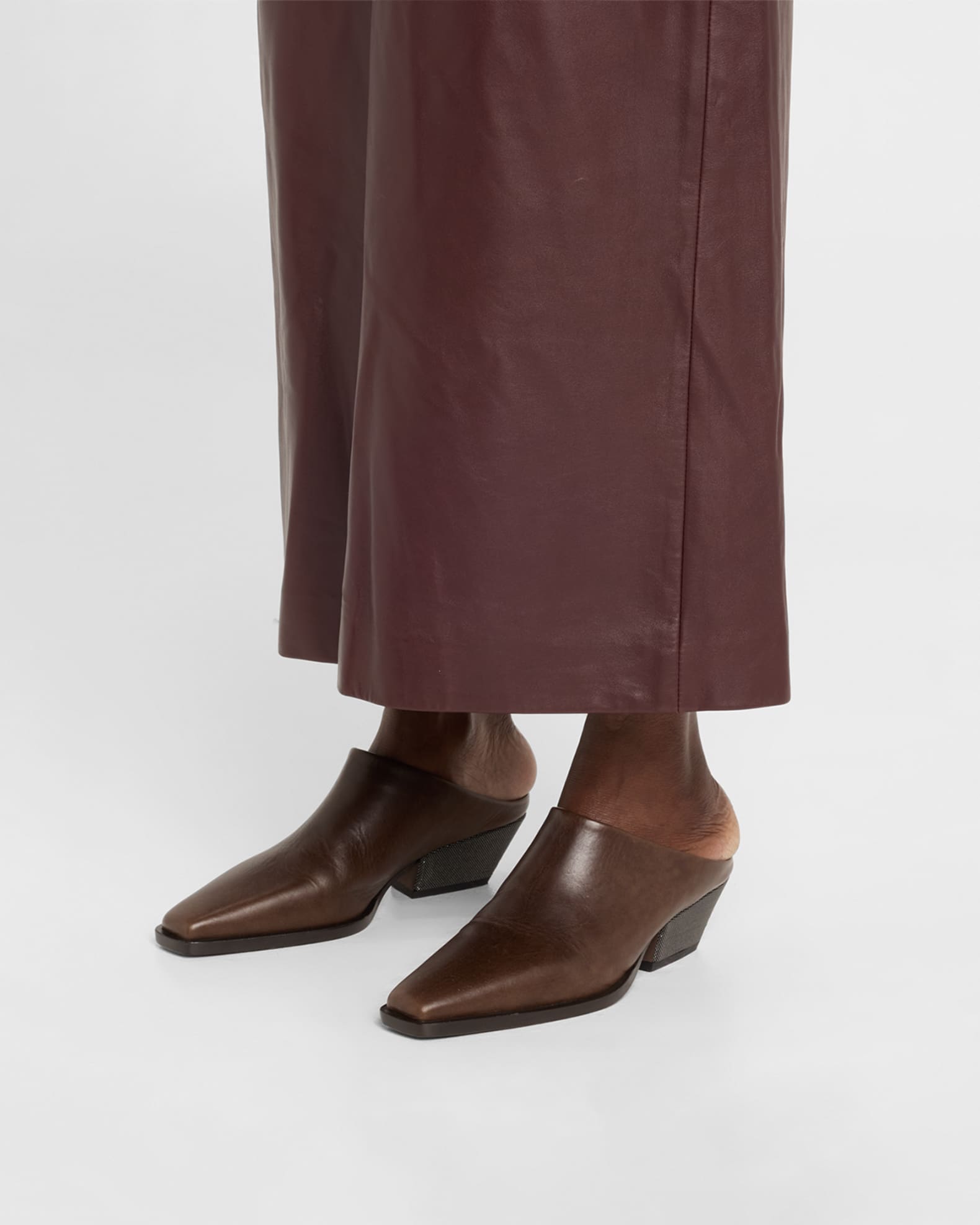 Western Leather Monili-Heel Mules 1