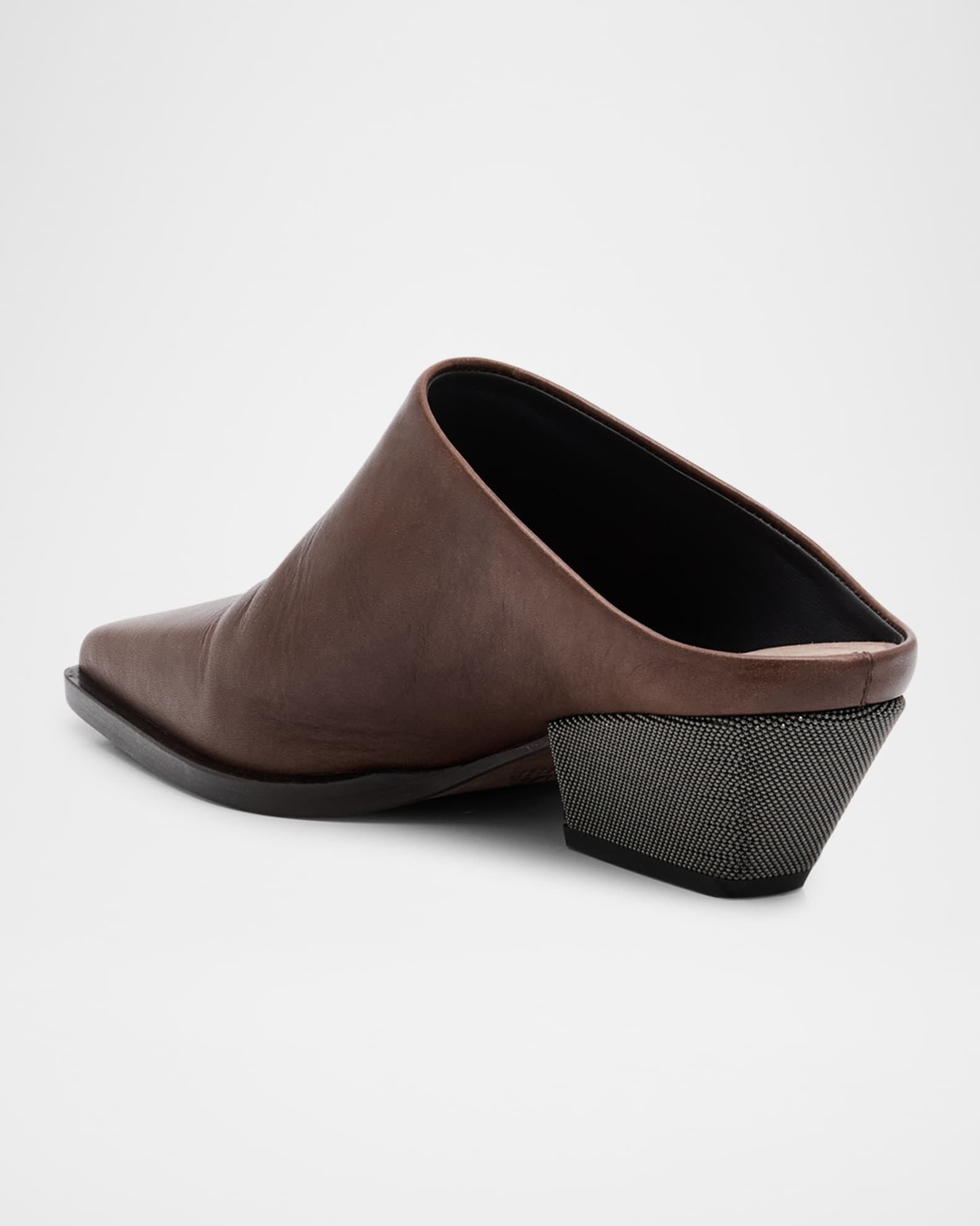 Brunello Cucinelli Western Leather Monili-Heel Mules