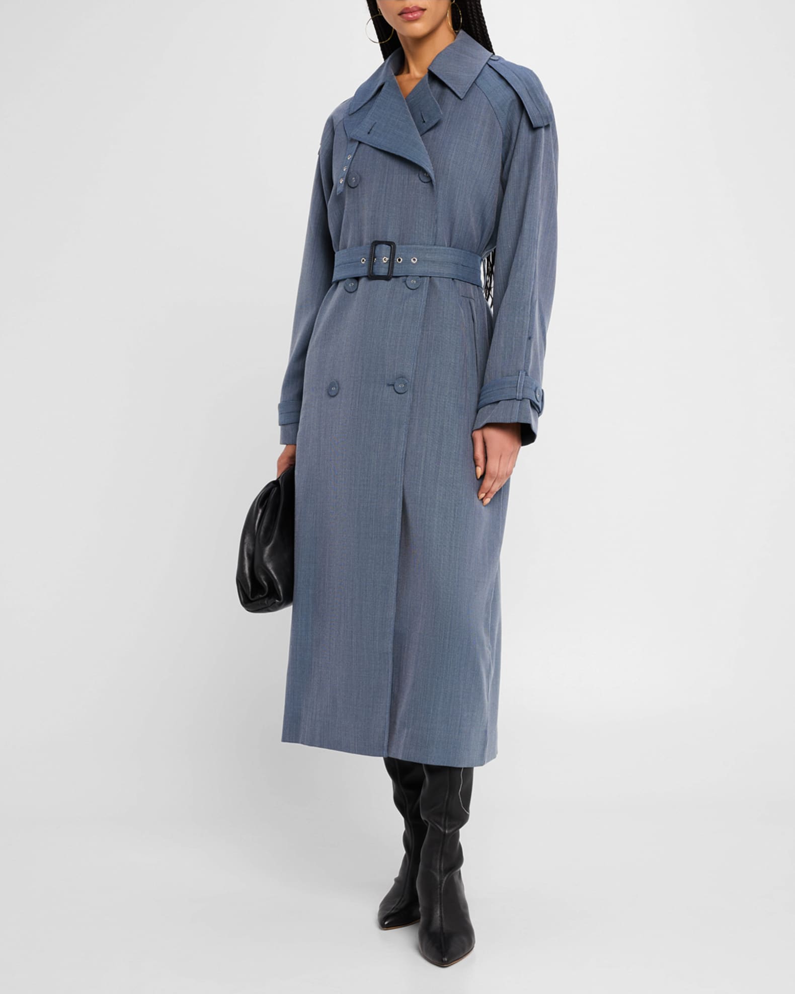 ジャケット・アウター ZWindowpane umbrella trench coat Proenza Schouler White Label Sakia Wool Melange Trench Coat