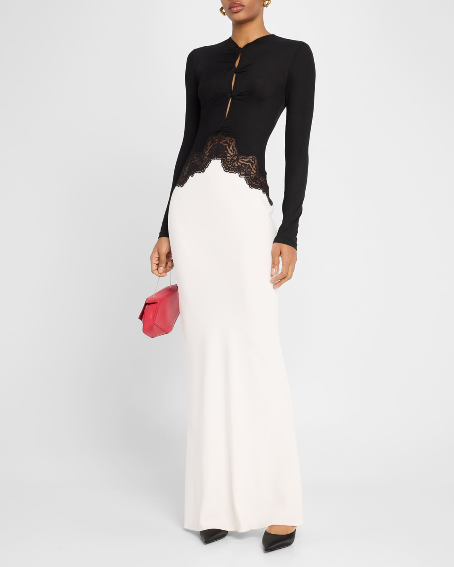 Twisted Verner-Lace Long-Sleeve Maxi Dress 1