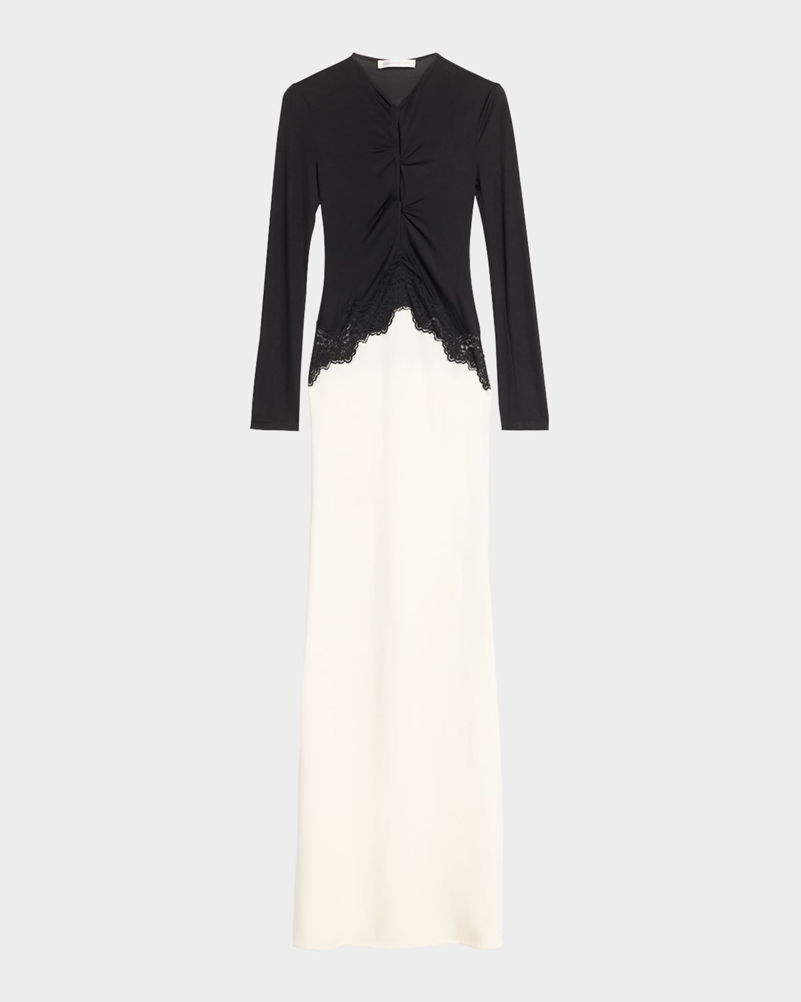 Twisted Verner-Lace Long-Sleeve Maxi Dress 0