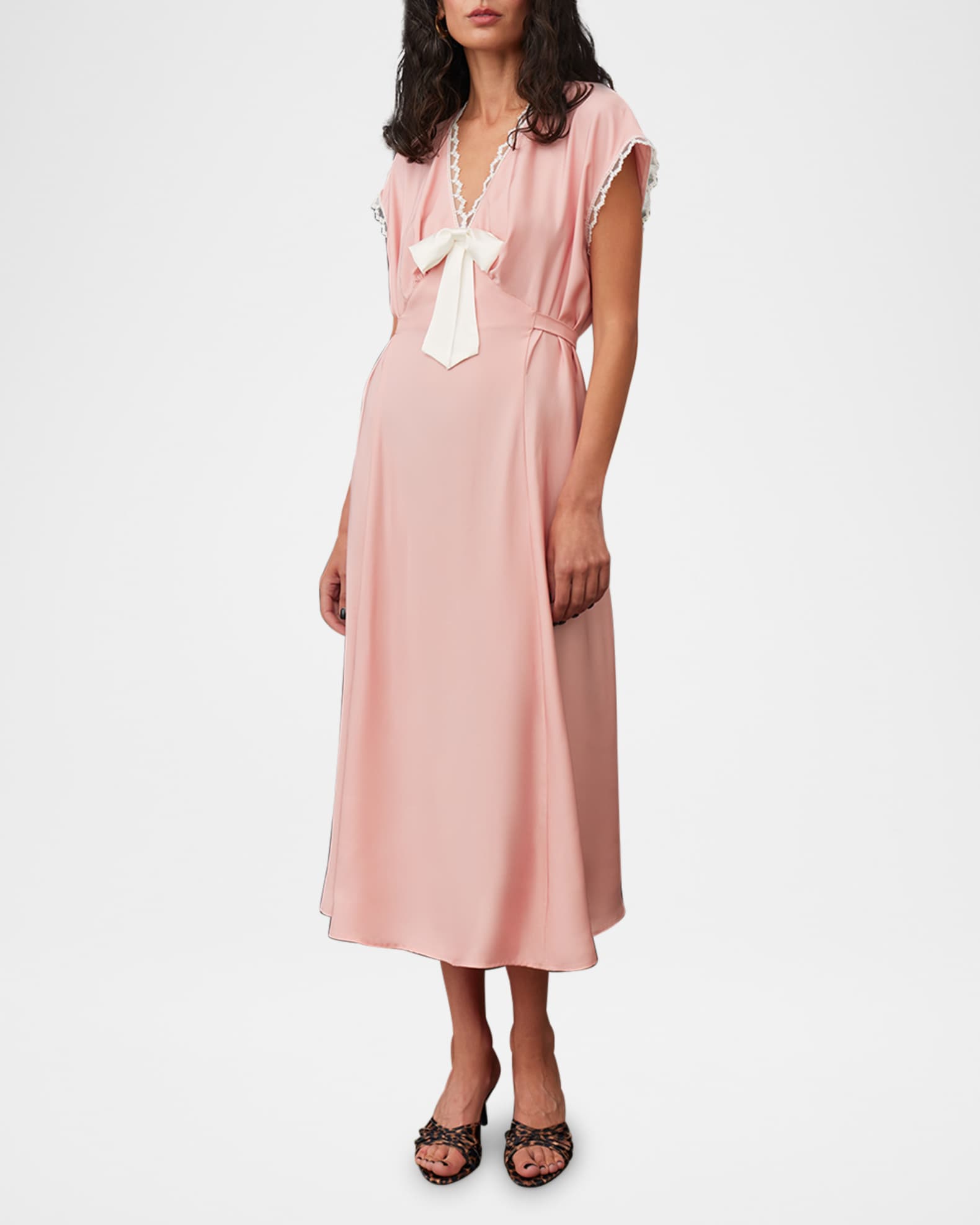 The Bow Lace-Trim Satin Midi Nightdress 1