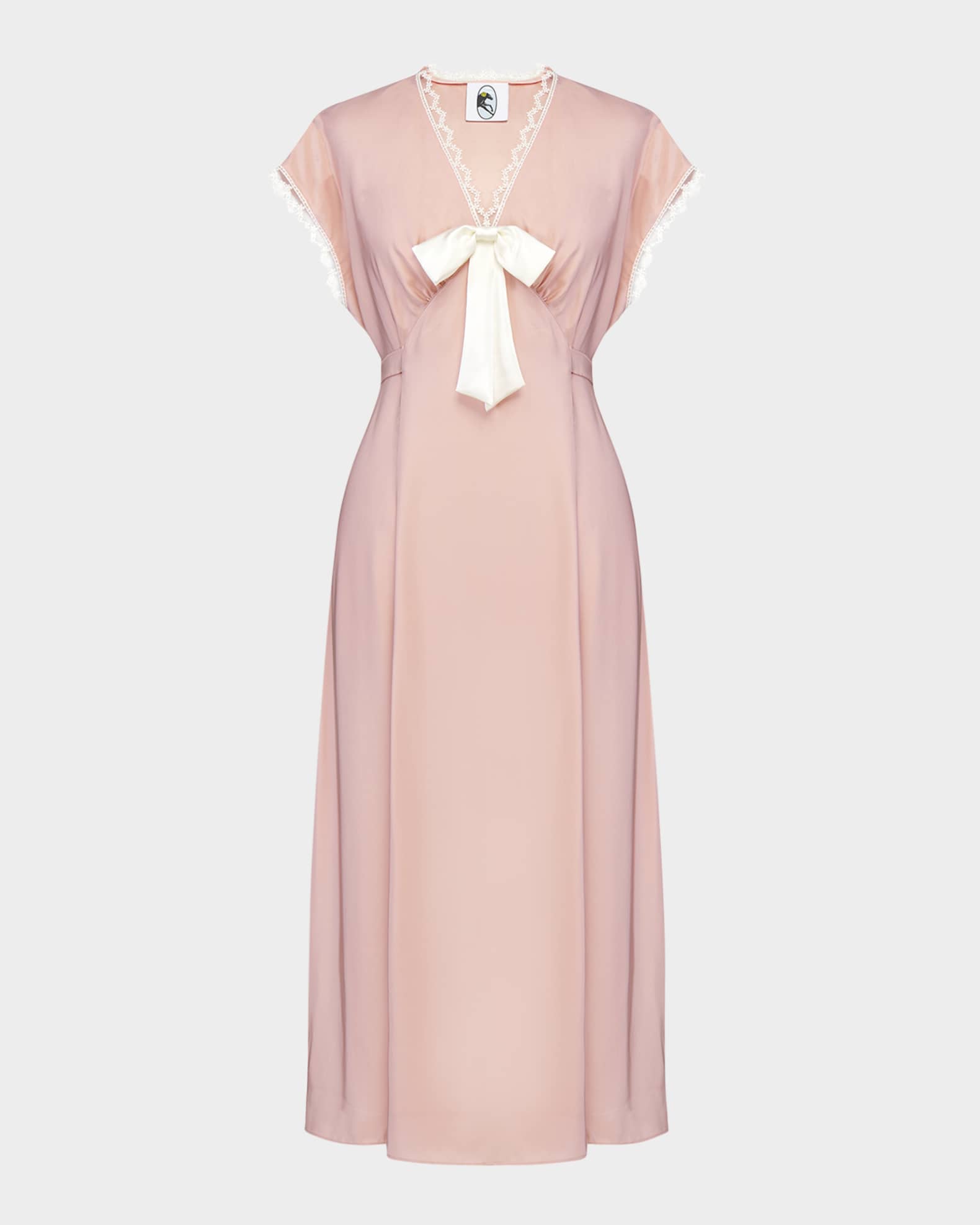 The Bow Lace-Trim Satin Midi Nightdress 0