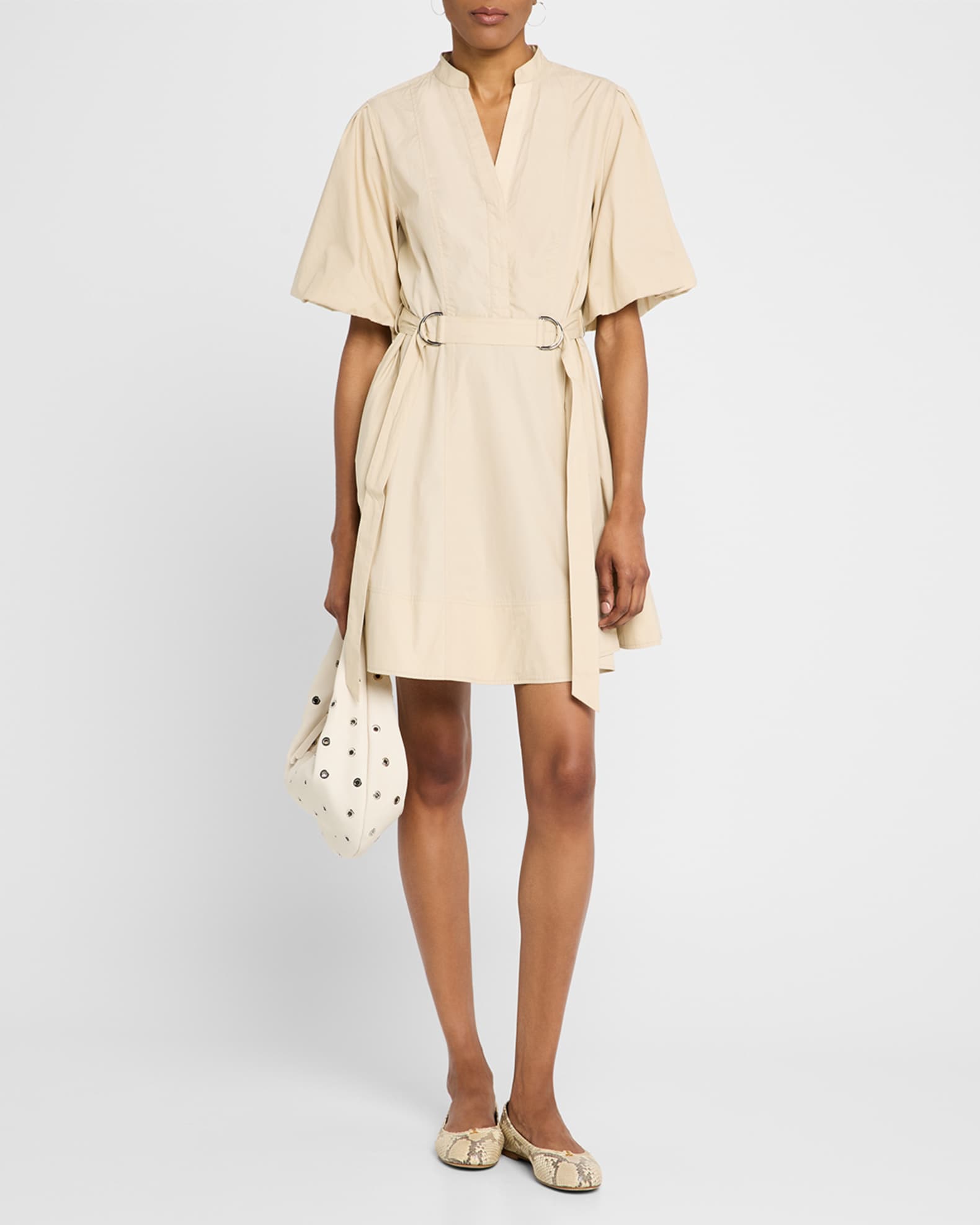 Bennett Balloon-Sleeve Belted Dress 1