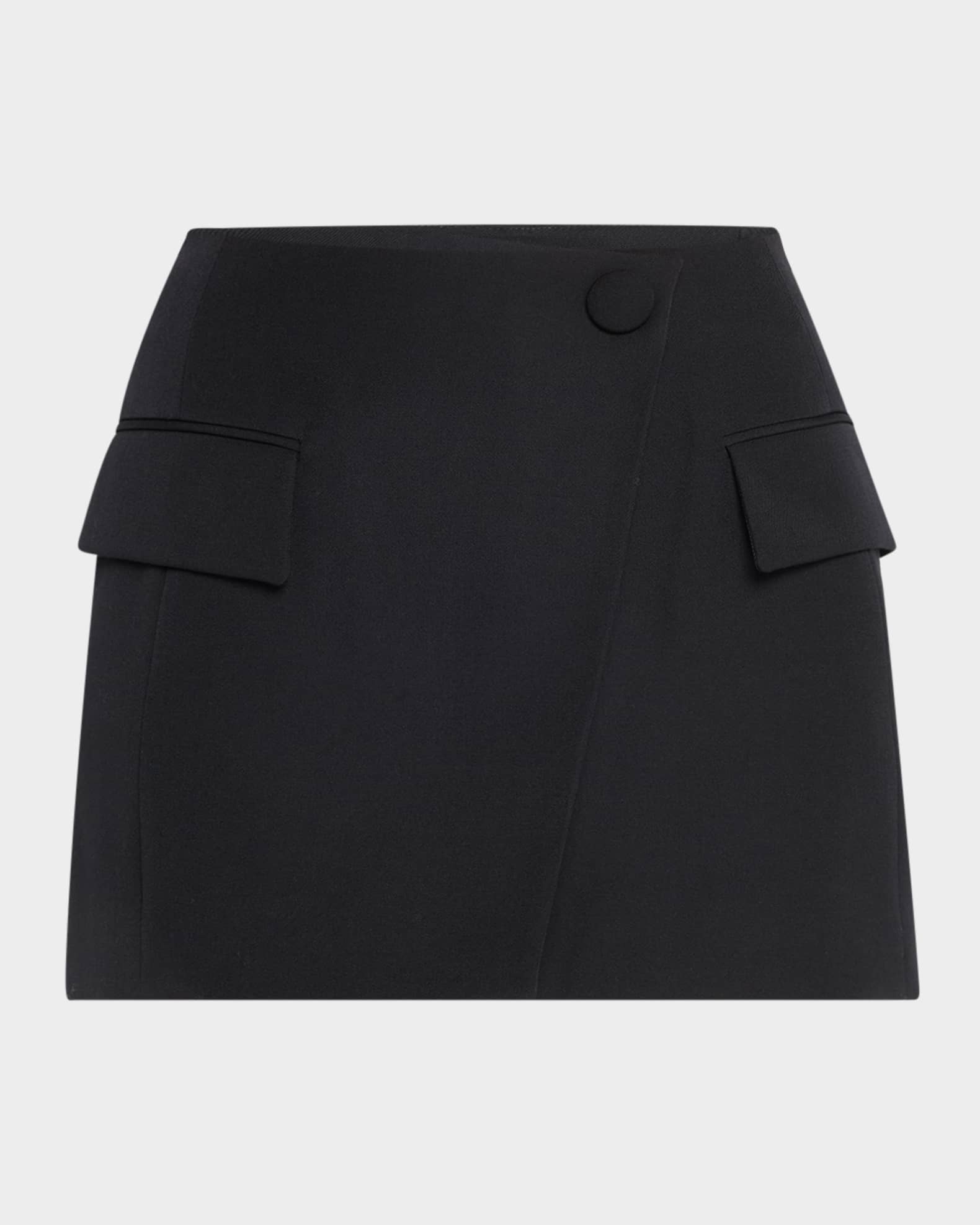 Asymmetric Grain De Poudre Mini Wrap Skirt 0