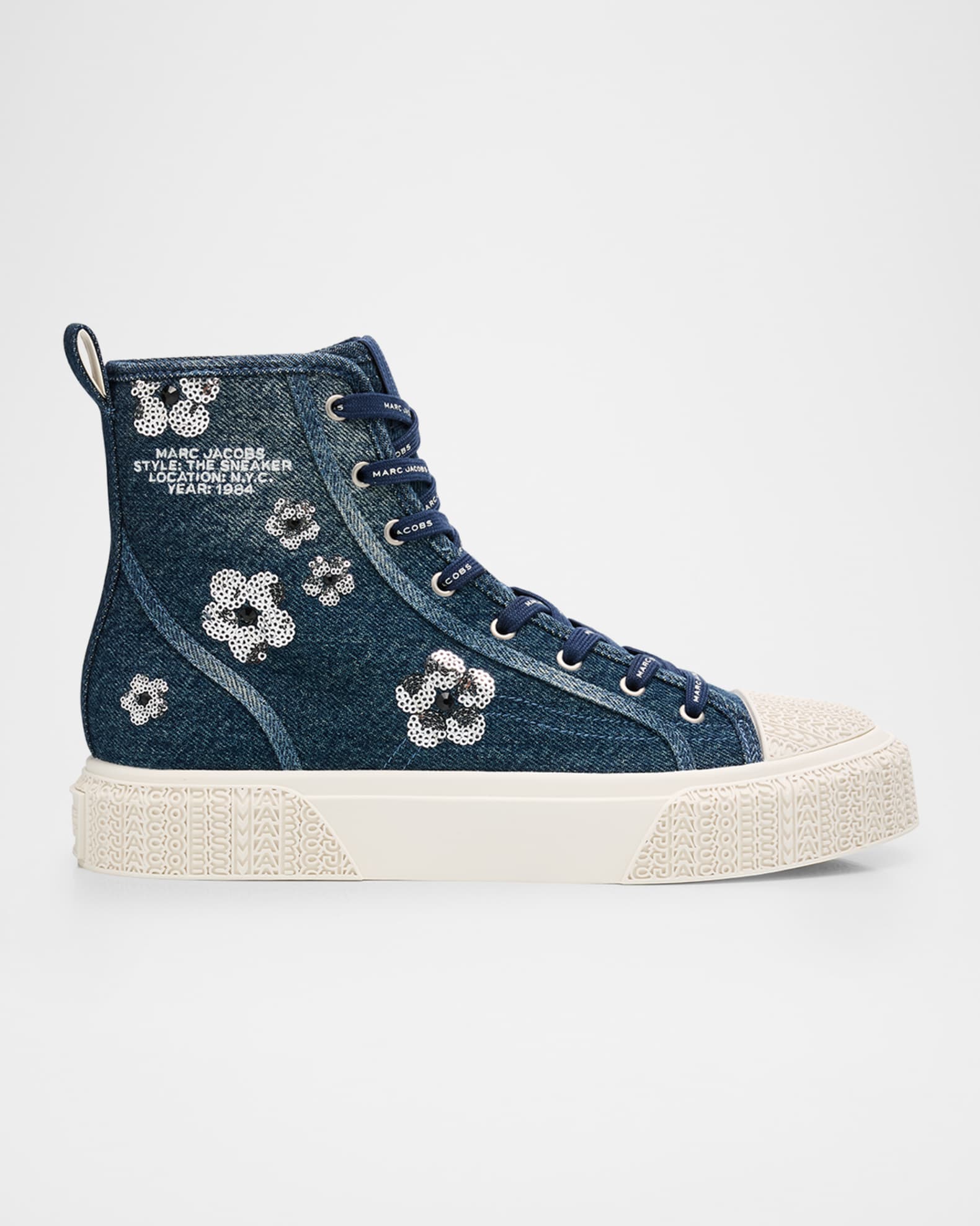 The Sequined Denim High-Top Sneakers 0
