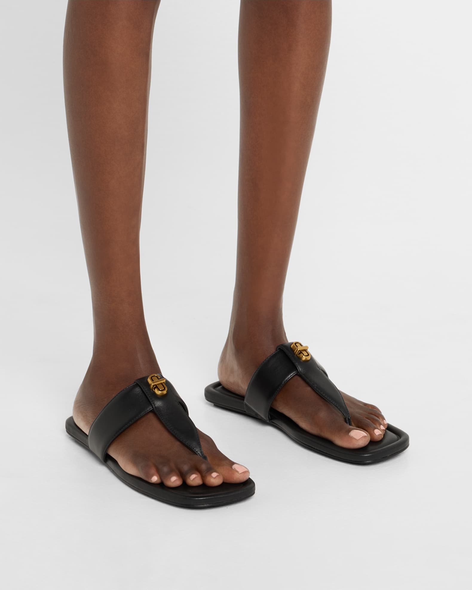 Marc Jacobs The Dual T Leather Sandals | Neiman Marcus