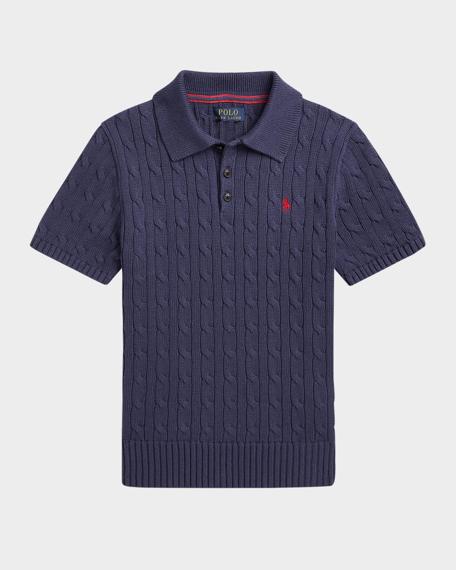 Boy's Cable Knit Polo Sweater 0