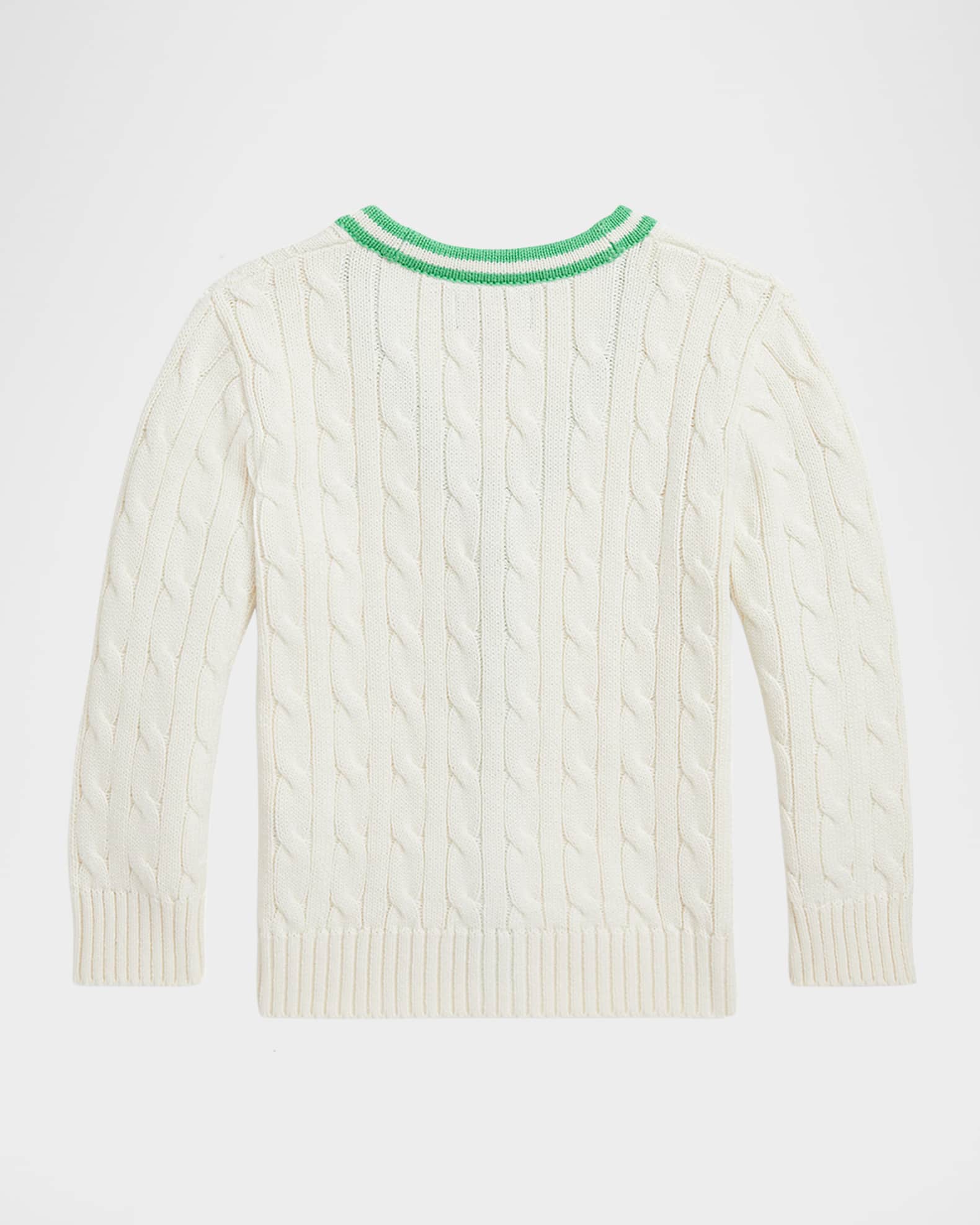 Boy's Cable Knit Cardigan W/ Embroidered Pony 1