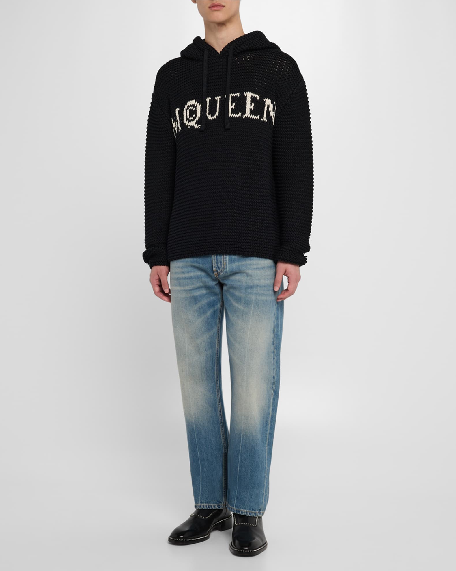パーカー・フーディ MCQUEEN MCQUEEN LOGO CROPPED HOODIE McQueen Men's Logo Cropped Hoodie | Neiman Marcus
