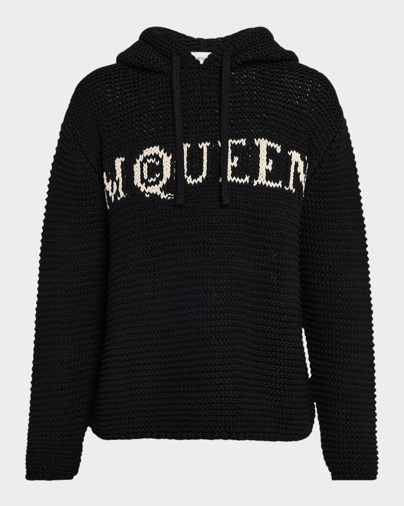 パーカー・フーディ MCQUEEN MCQUEEN LOGO CROPPED HOODIE Men's McQueen Logo Cropped Hoodie in White | Alexander