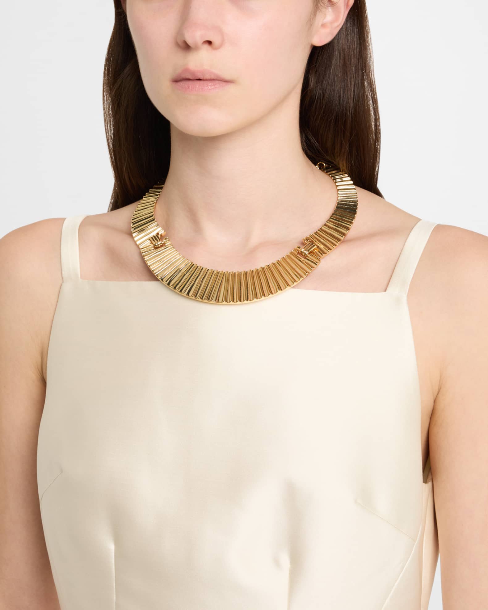 Three-Part Tapered Ribbed Choker Necklace 1