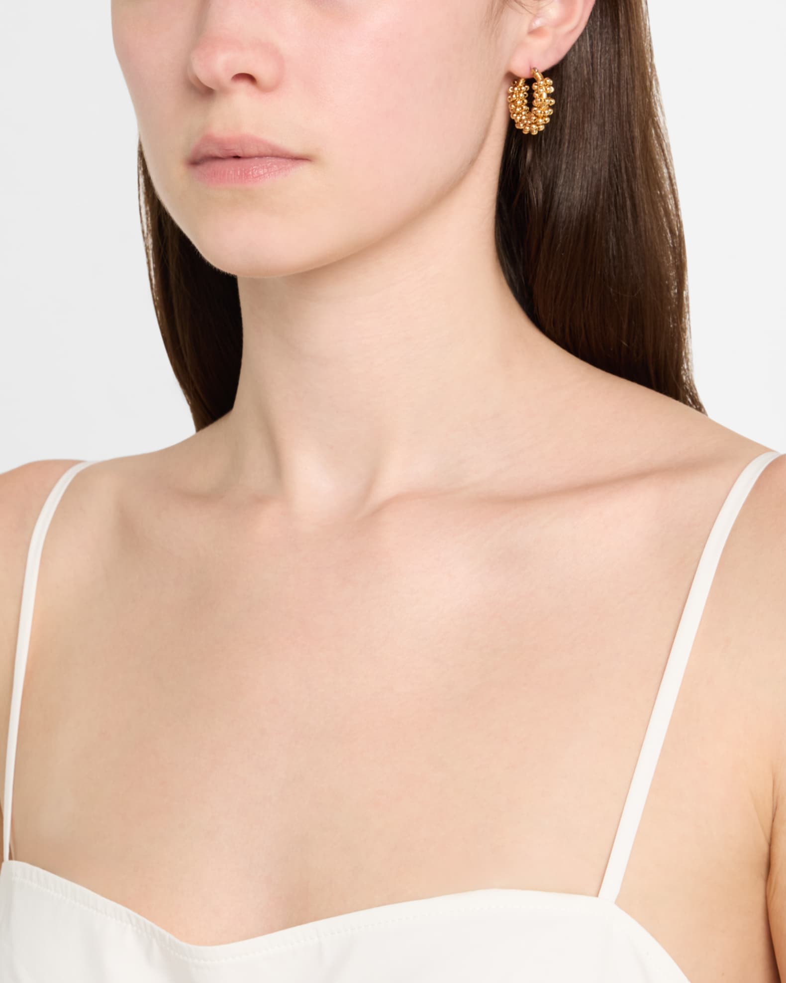 Polished Cluster Bead Hoop Earrings 1