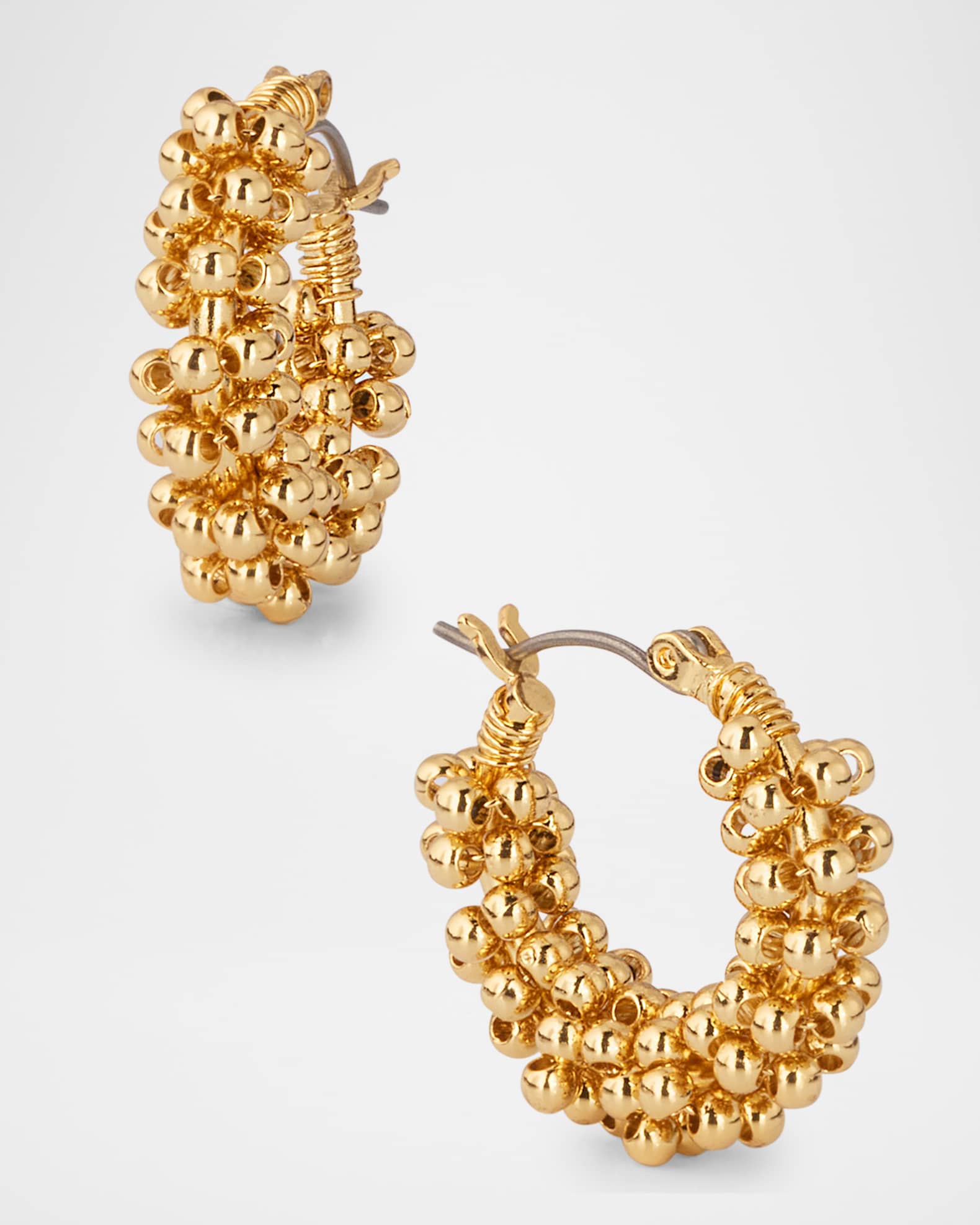 Polished Cluster Bead Hoop Earrings 0