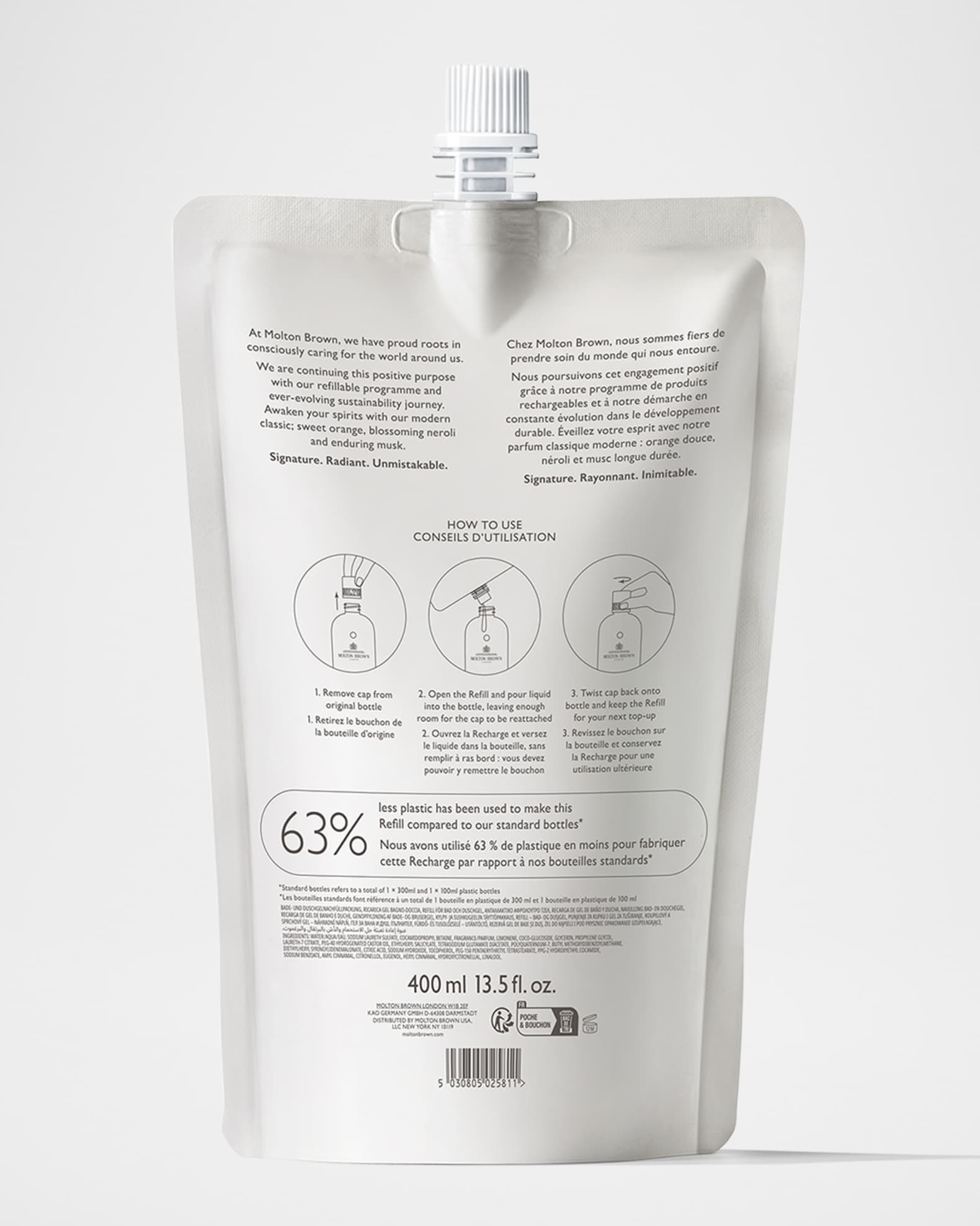 Orange and Bergamot Bath Shower Gel Refill, 13.5 oz. 1